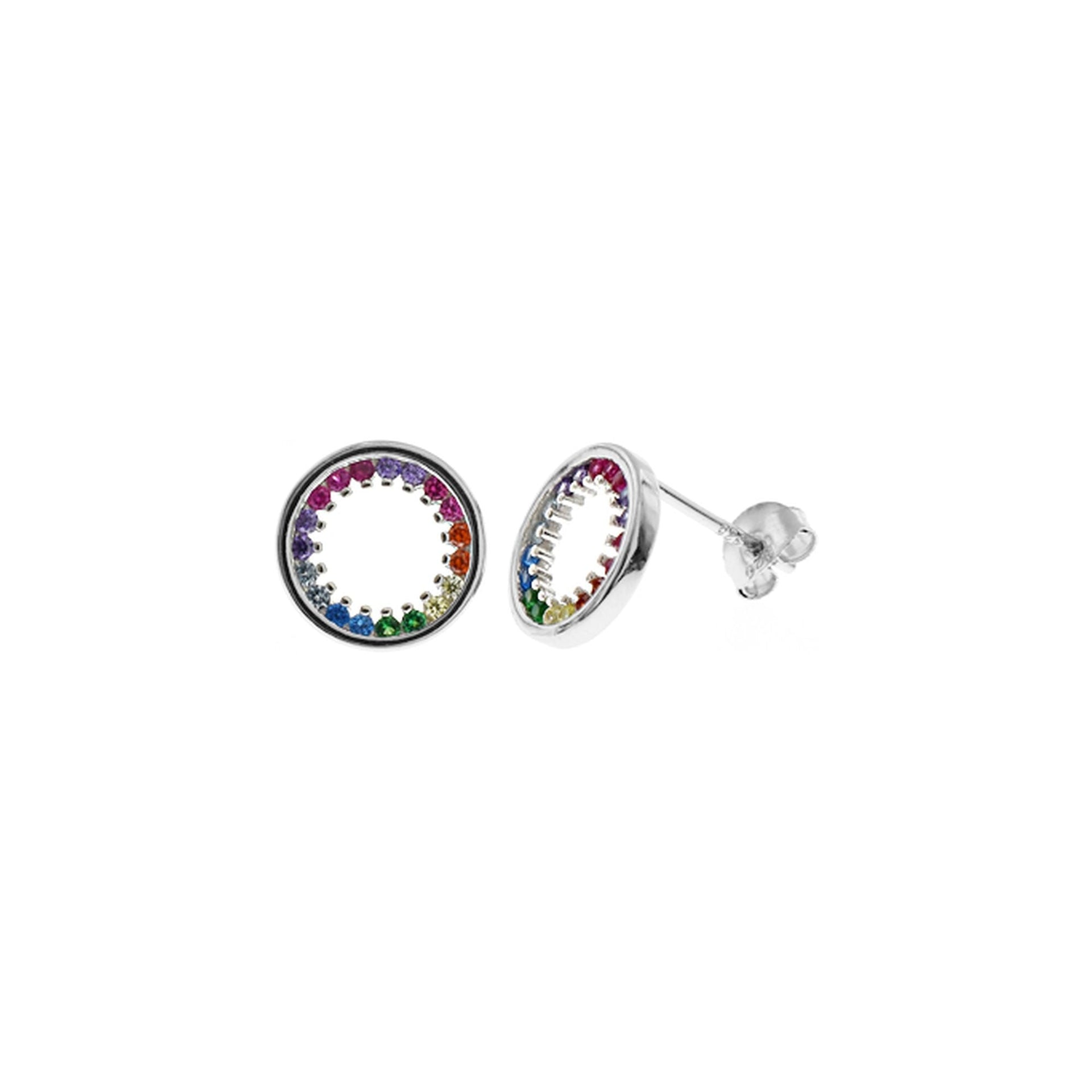 Callista rainbow CZ channel-set circle studs