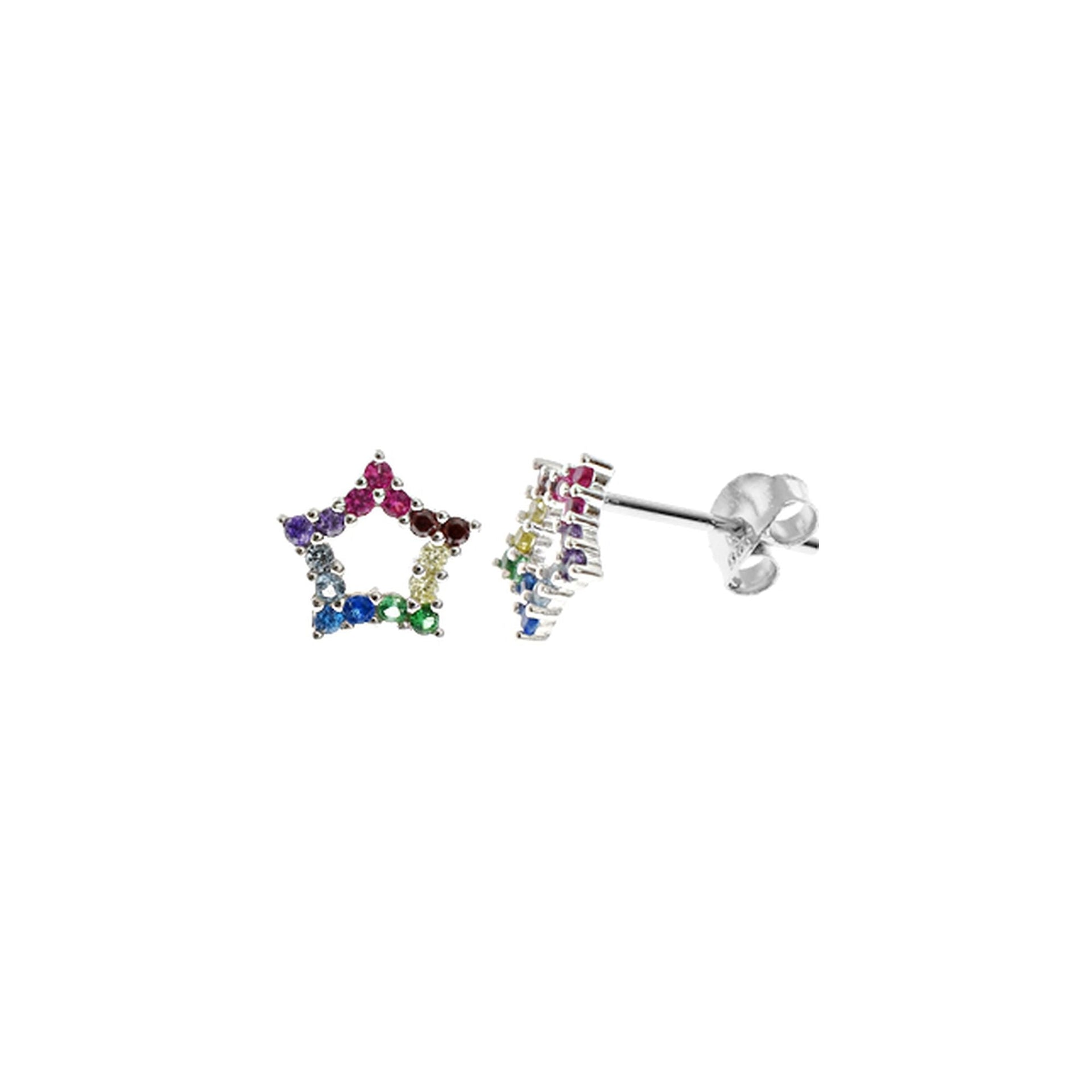 Callista rainbow CZ open star studs