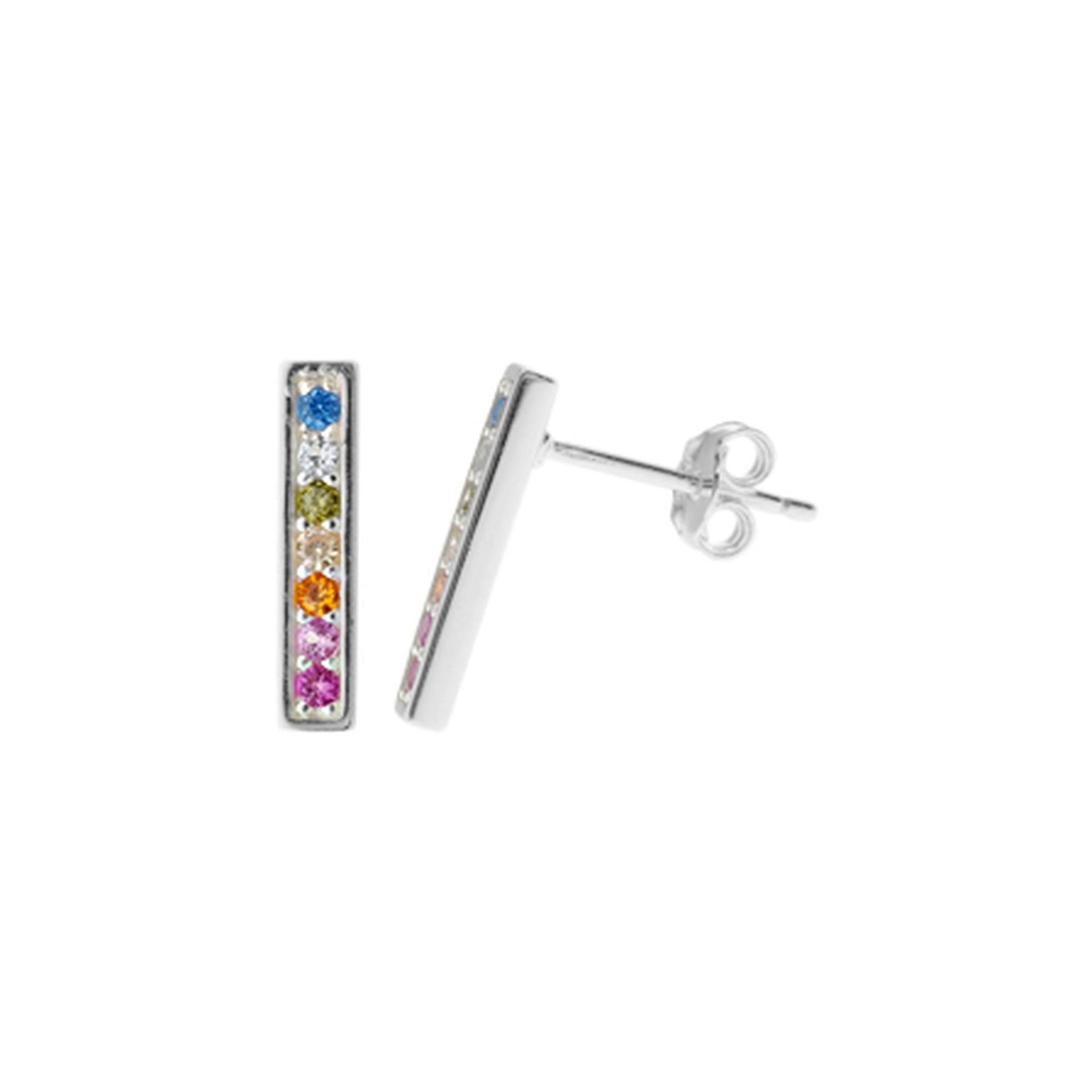 Heidi rainbow CZ bar studs
