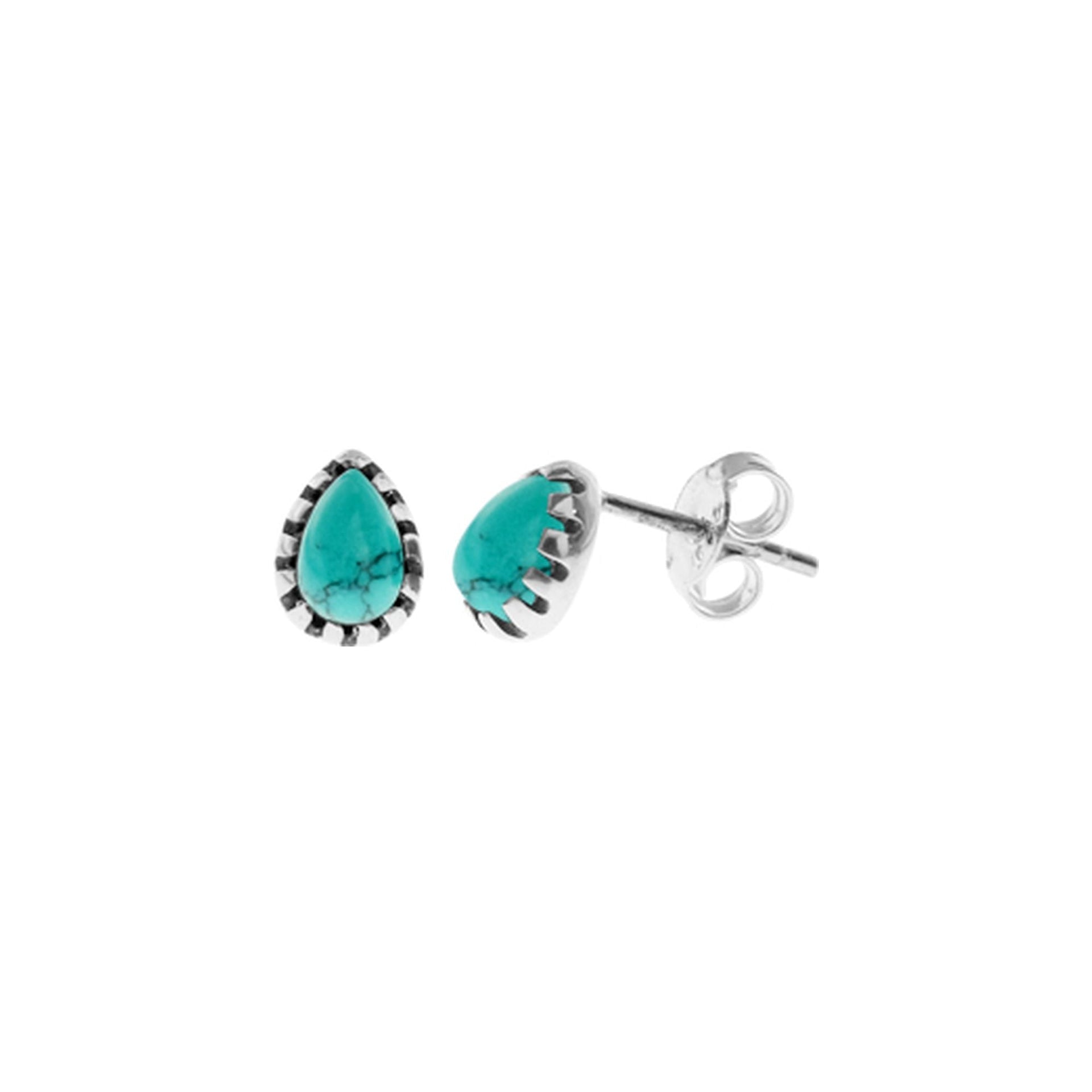 Bethan teardrop turquoise studs with frilled collet