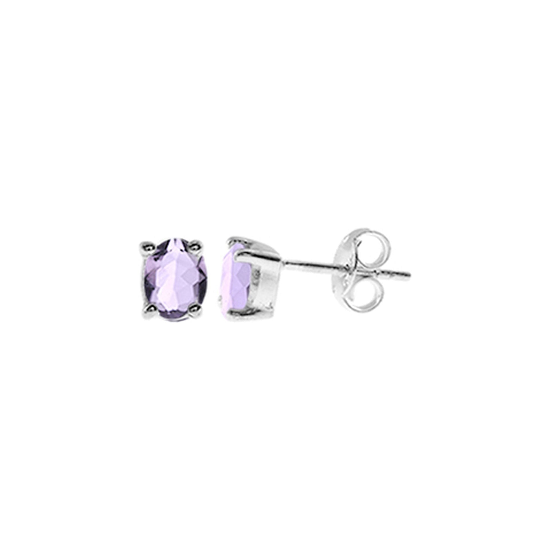 Kara oval amethyst facet studs