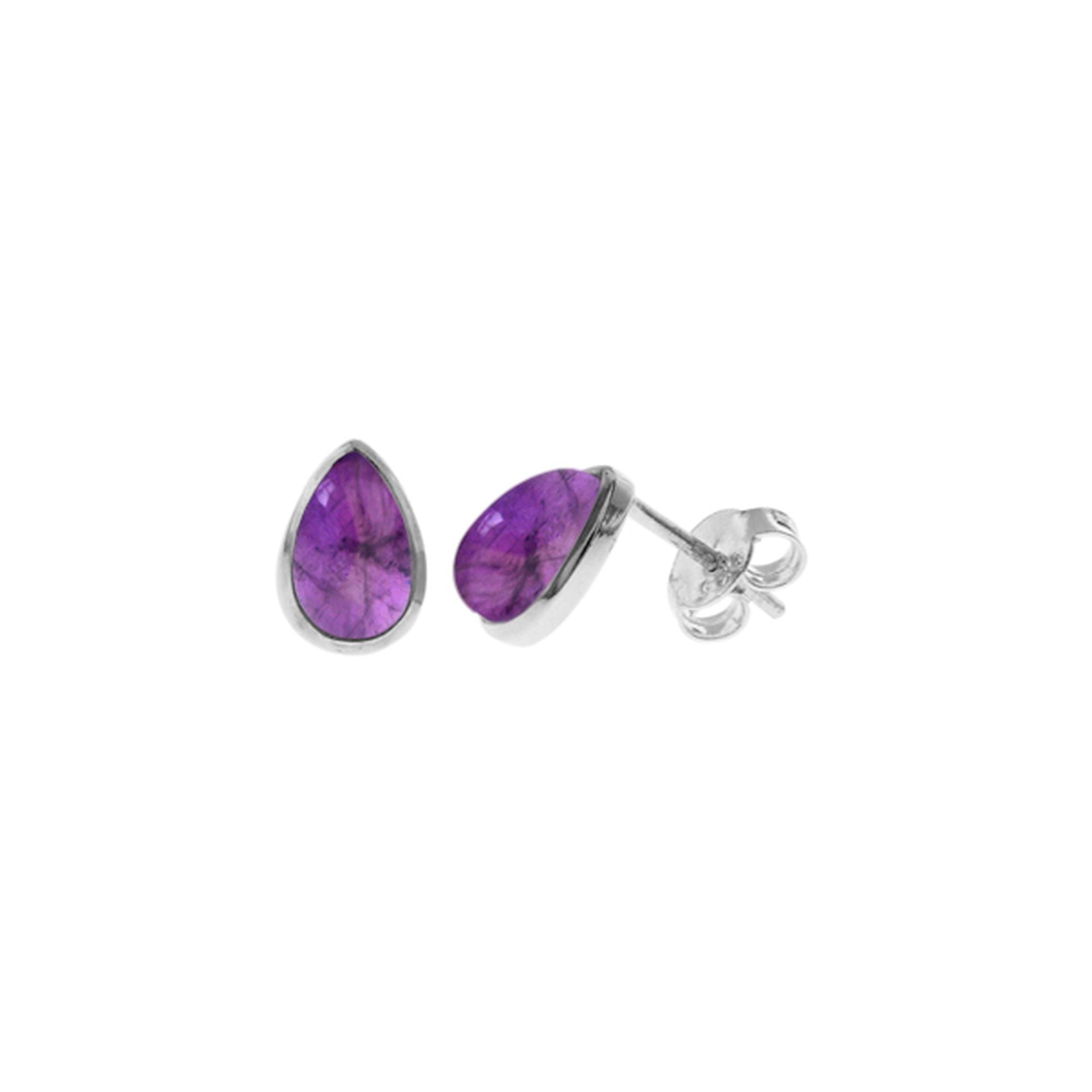 Lola collet-set teardrop amethyst studs