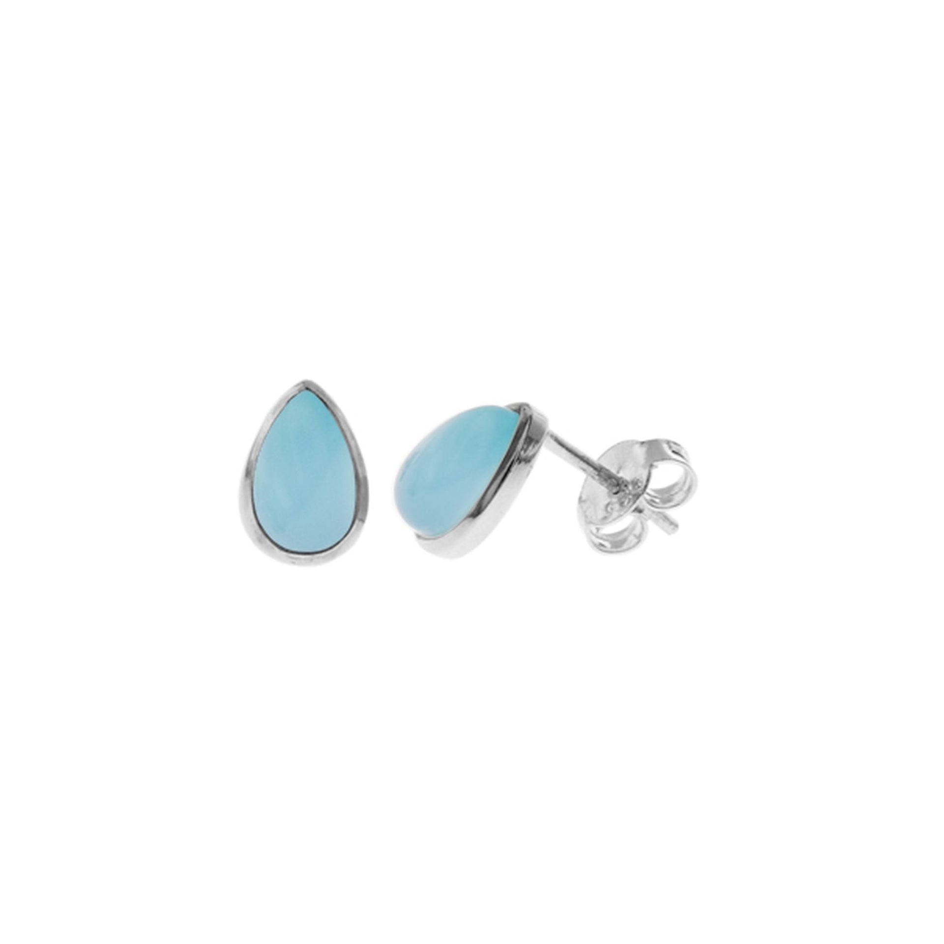 Lola collet-set teardrop blue chalcedony studs