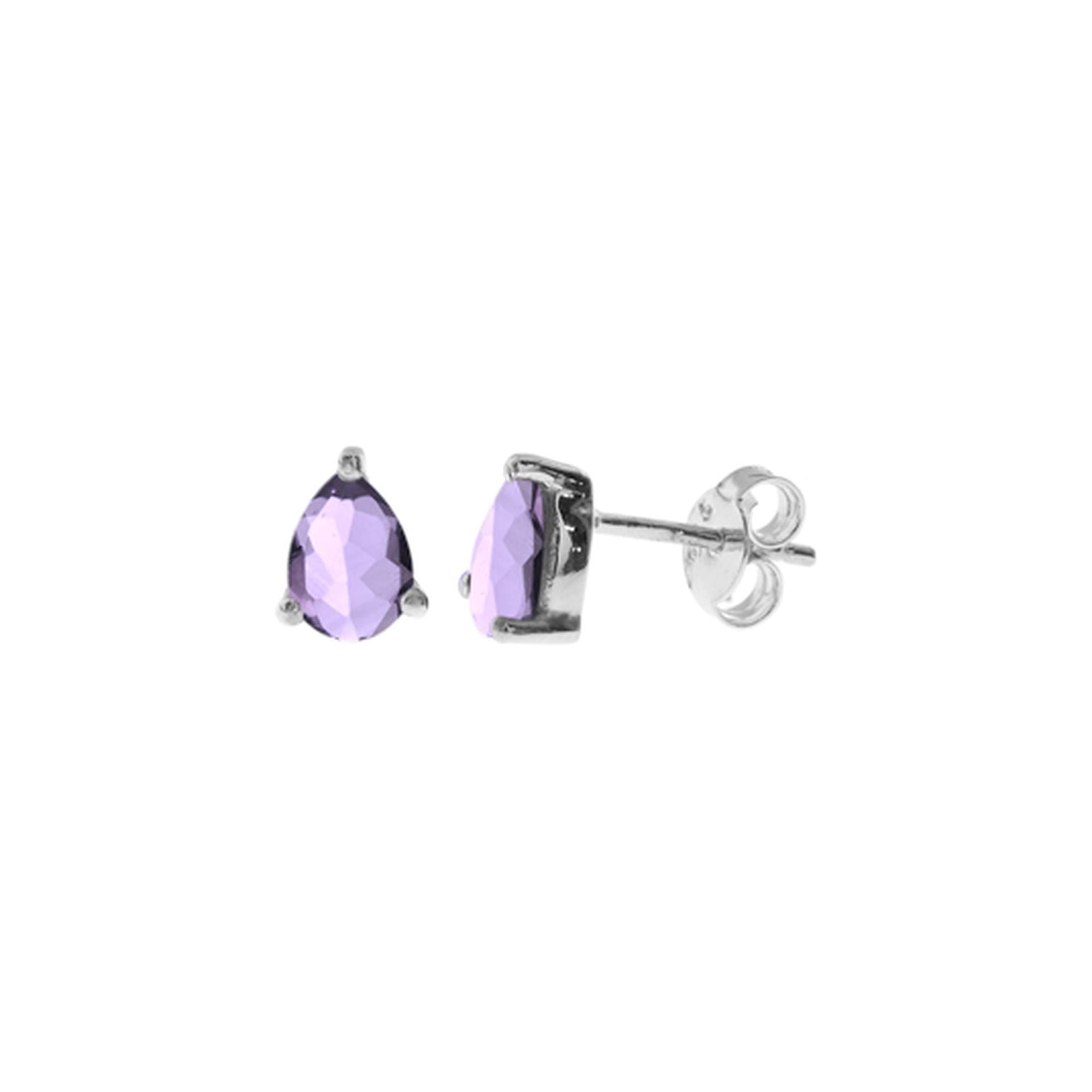 Kara teardrop amethyst facet studs