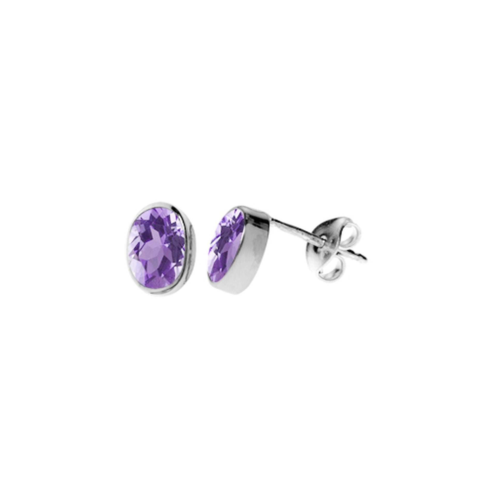 Samira plain oval amethyst facet studs