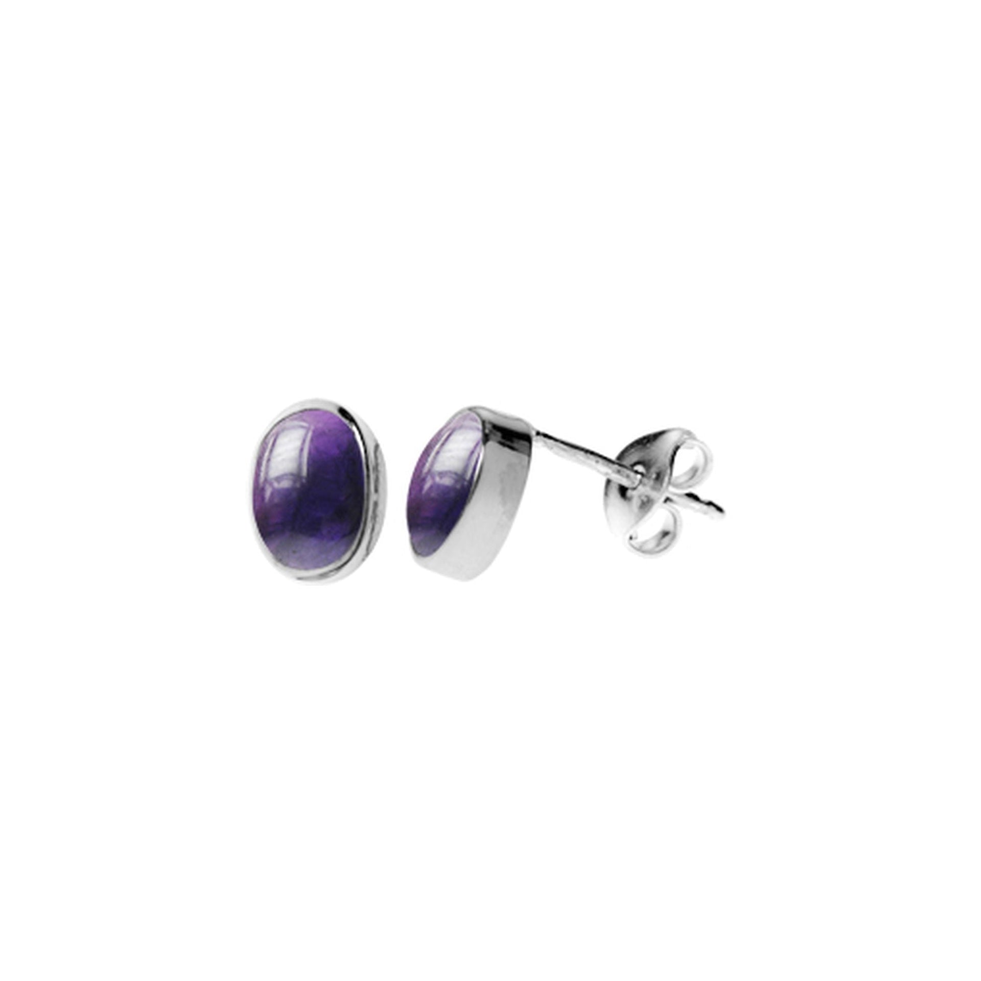 Samira plain oval amethyst studs