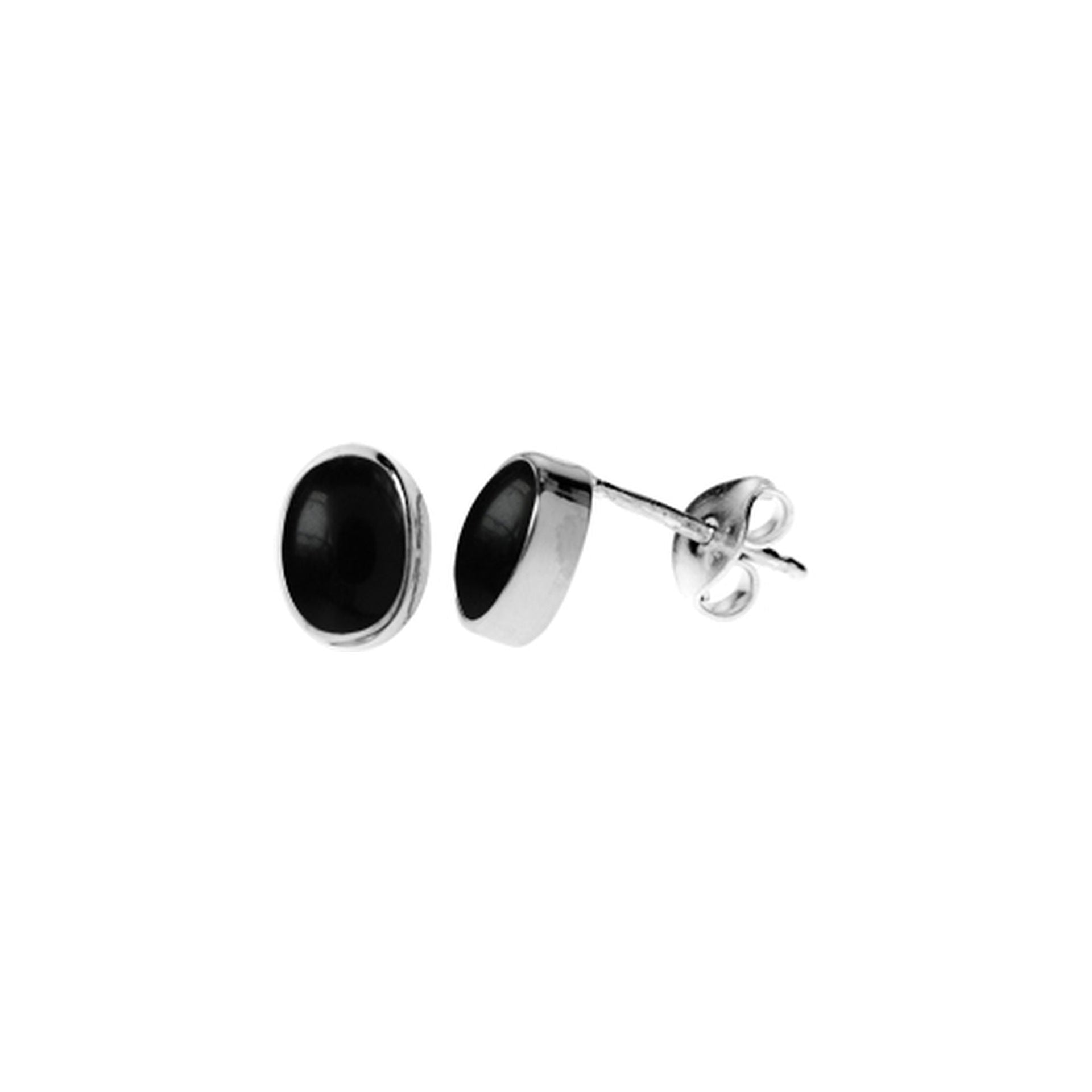 Samira plain oval black onyx studs