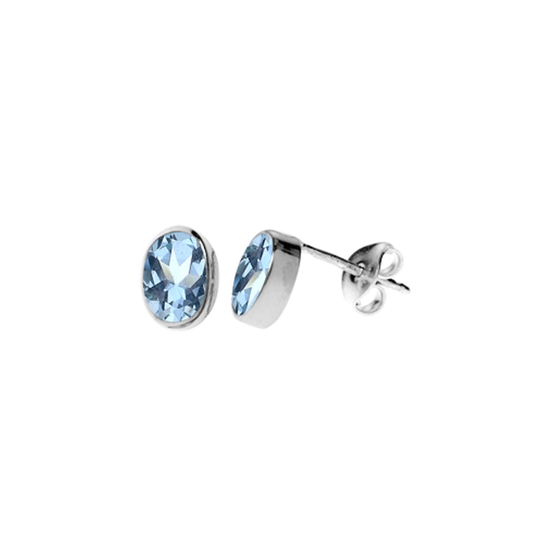 Samira plain oval blue topaz studs