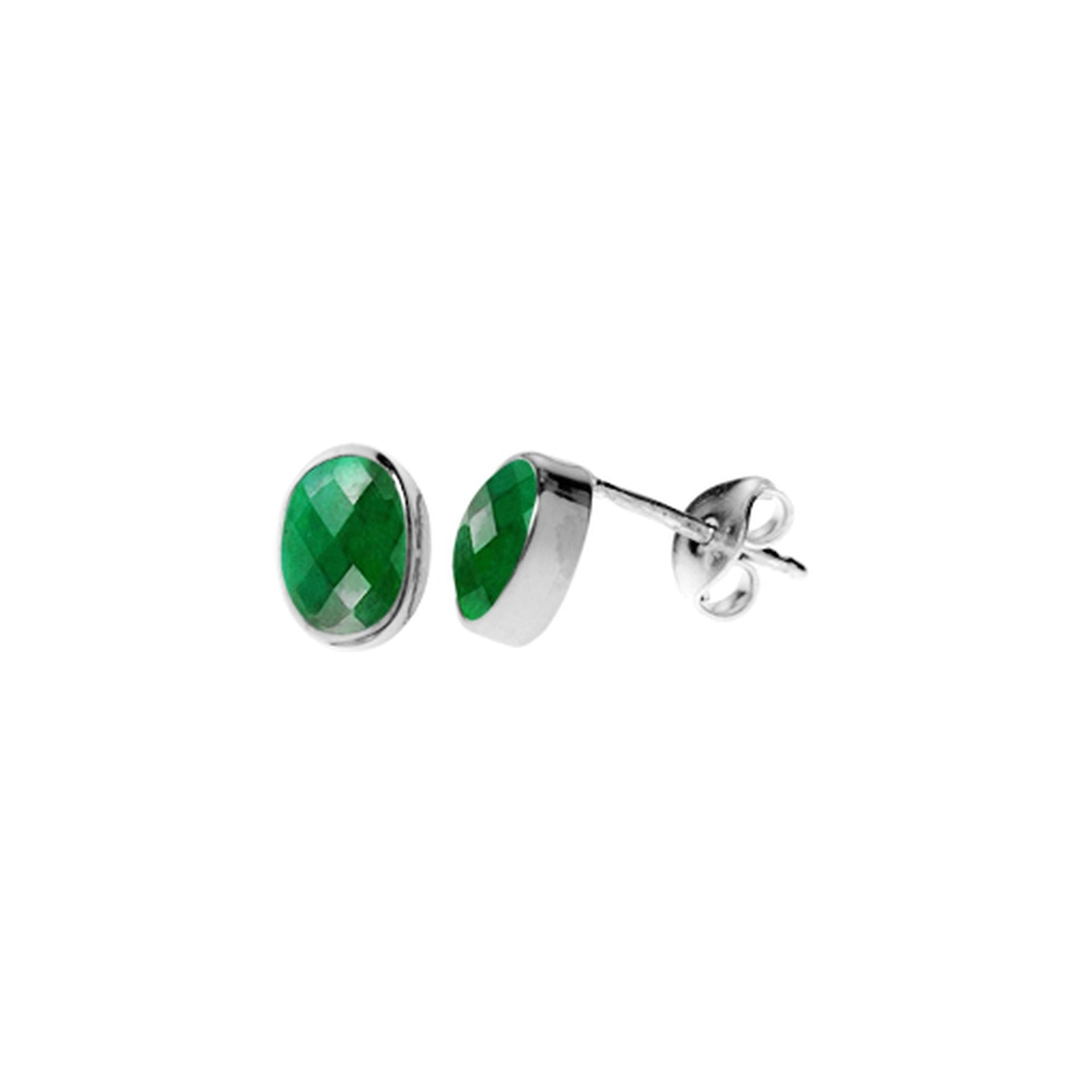 Samira plain oval emerald quartz studs