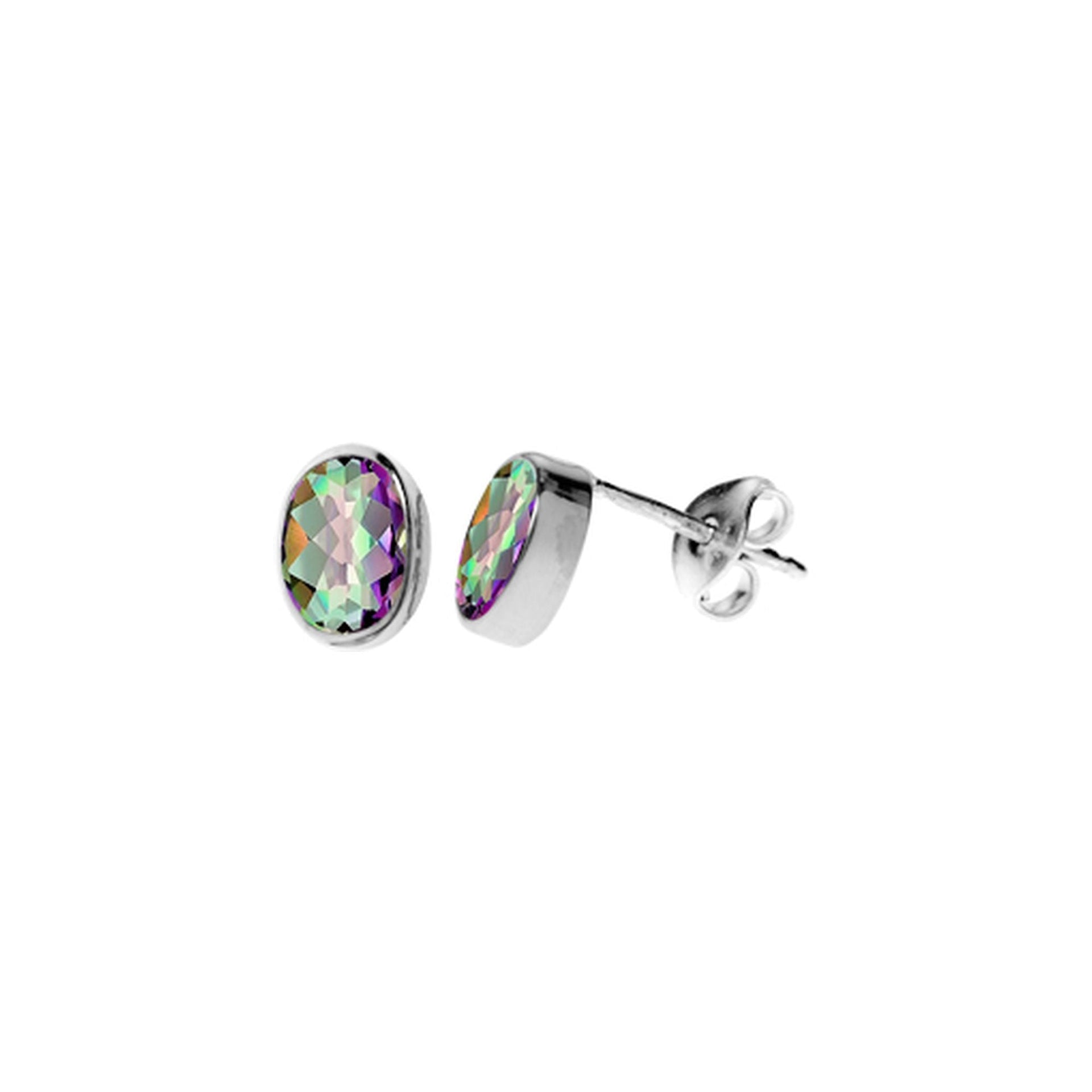 Samira plain oval mystic topaz studs