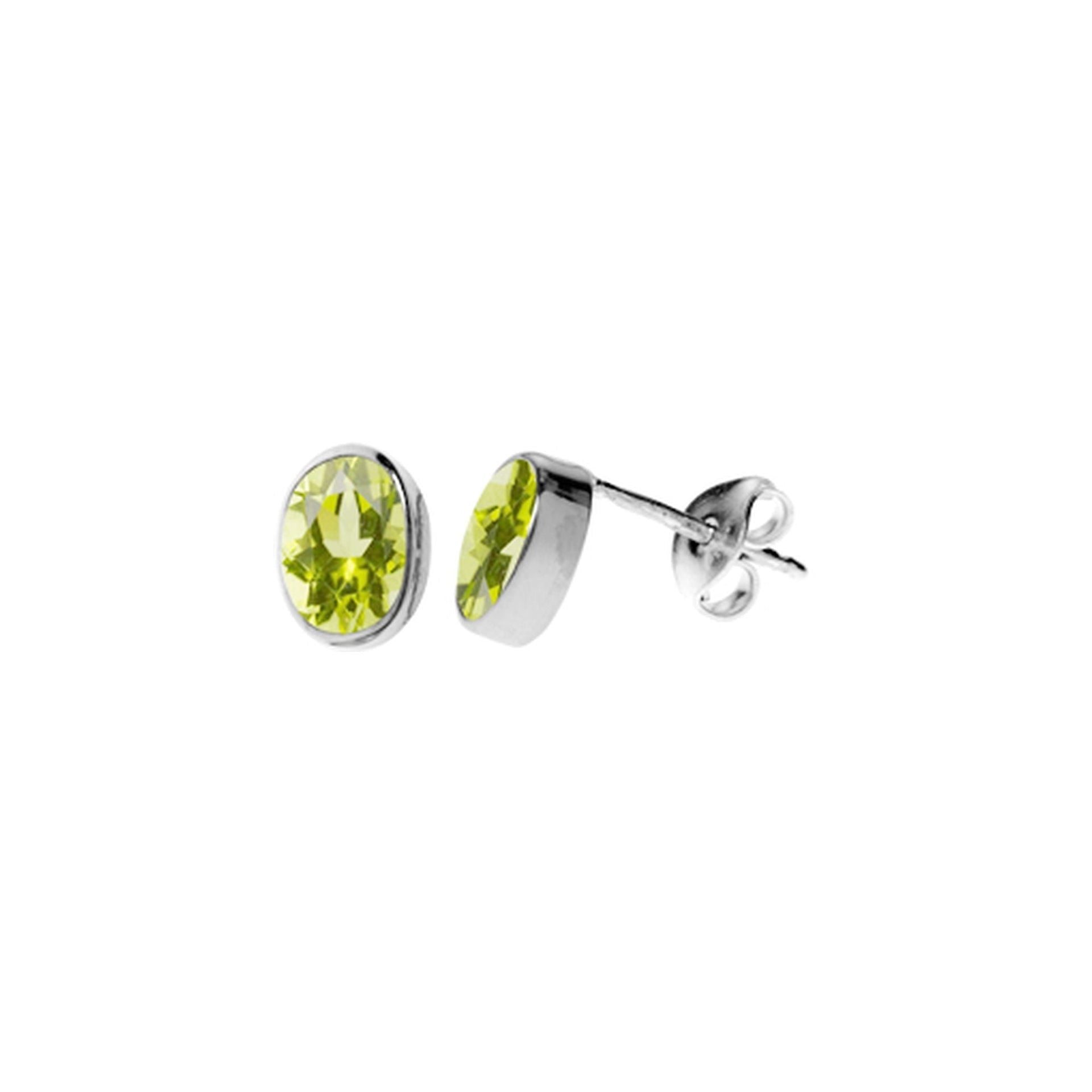 Samira plain oval peridot facet studs