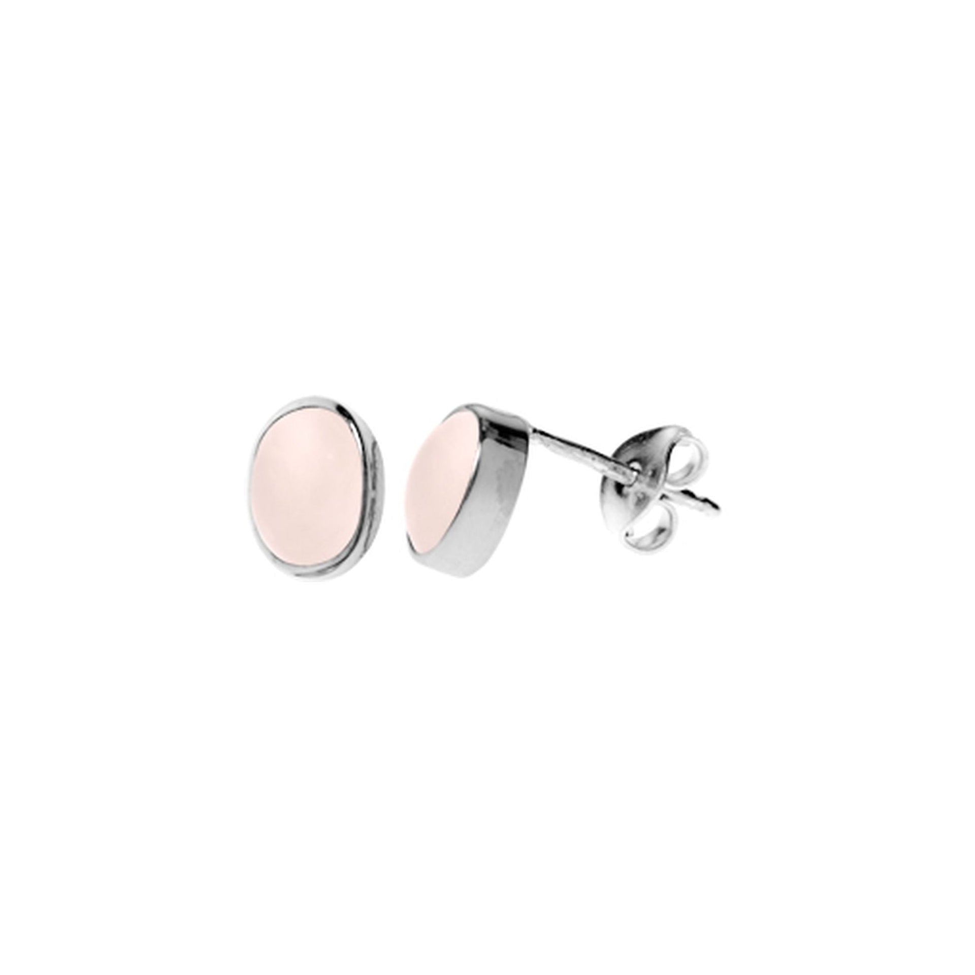 Samira plain oval rose quartz studs