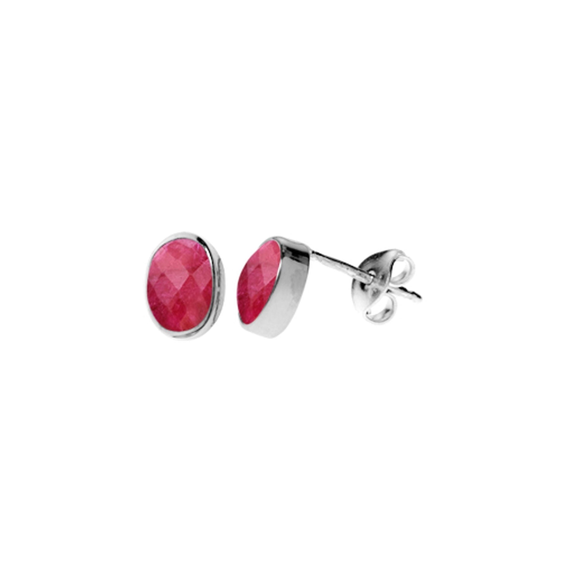 Samira plain oval ruby quartz studs