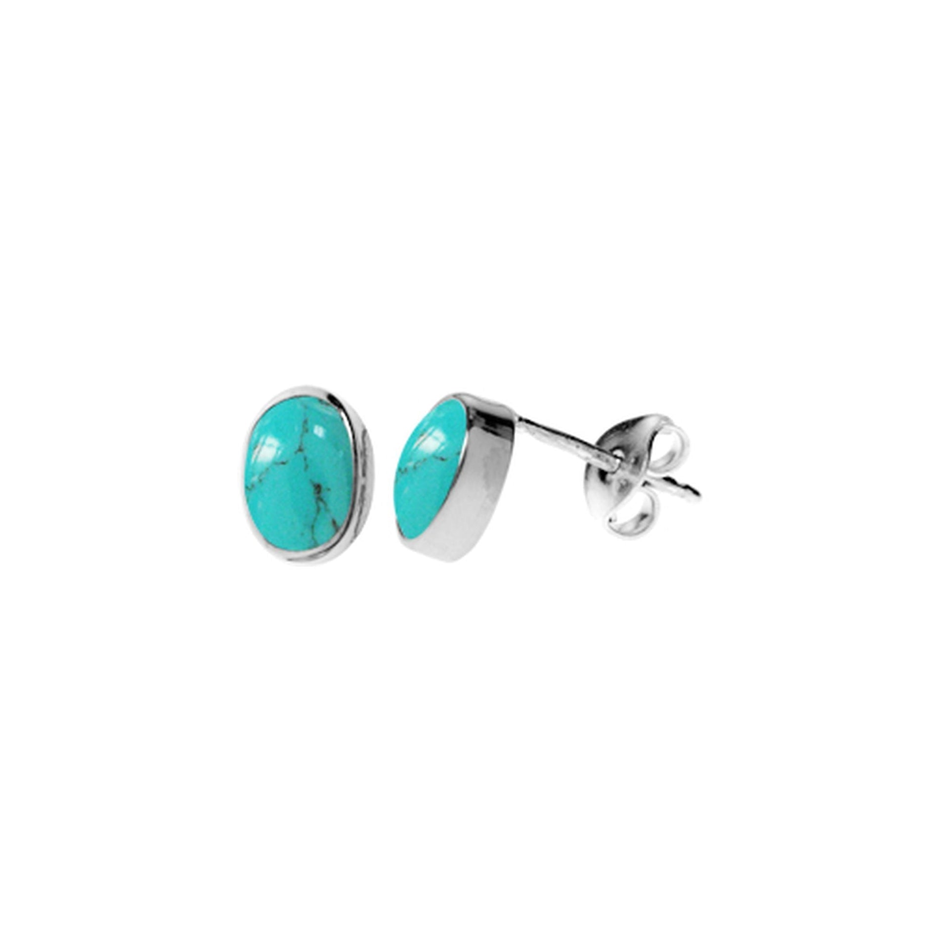 Samira plain oval turquoise studs