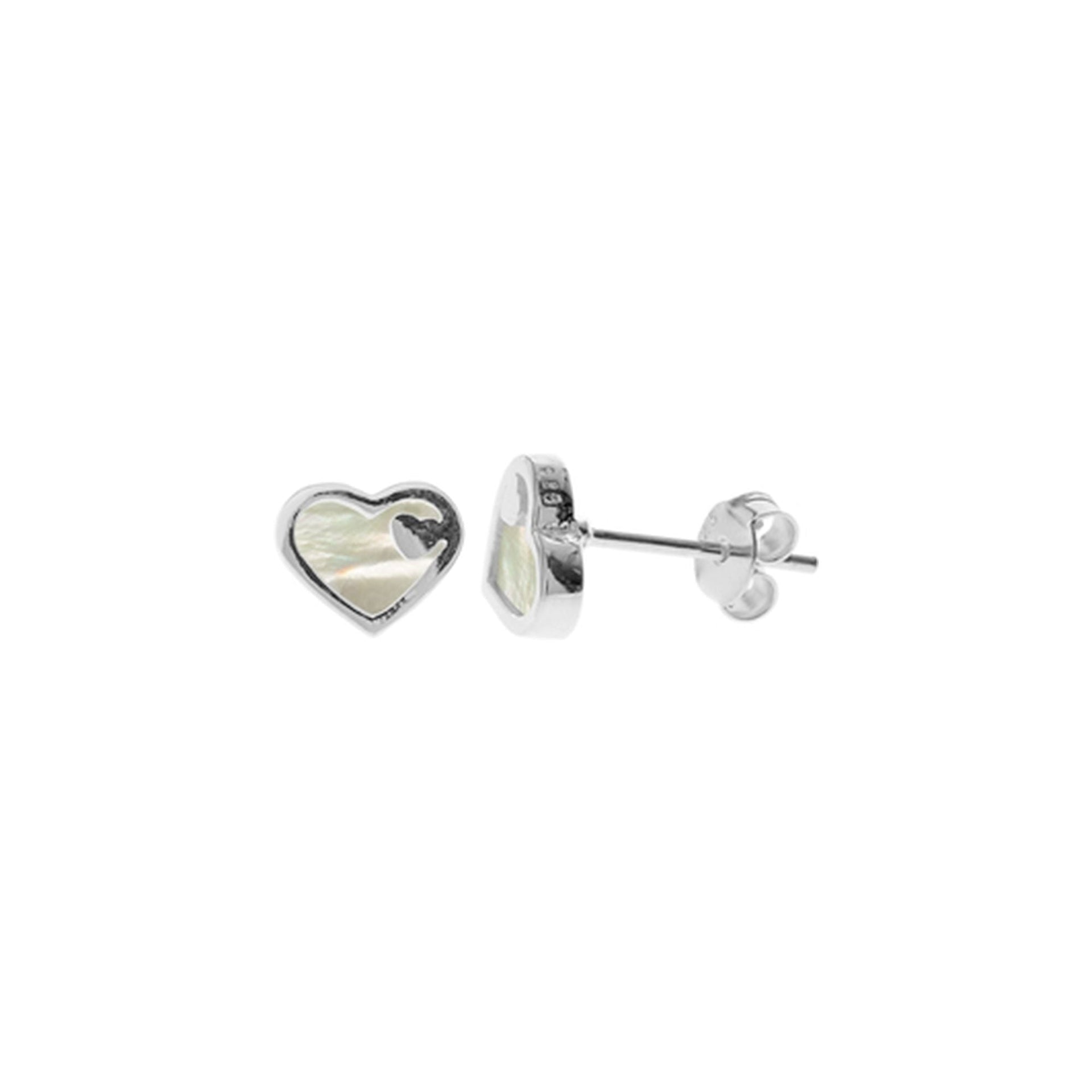 Bronwen inlaid mother of pearl heart in heart studs