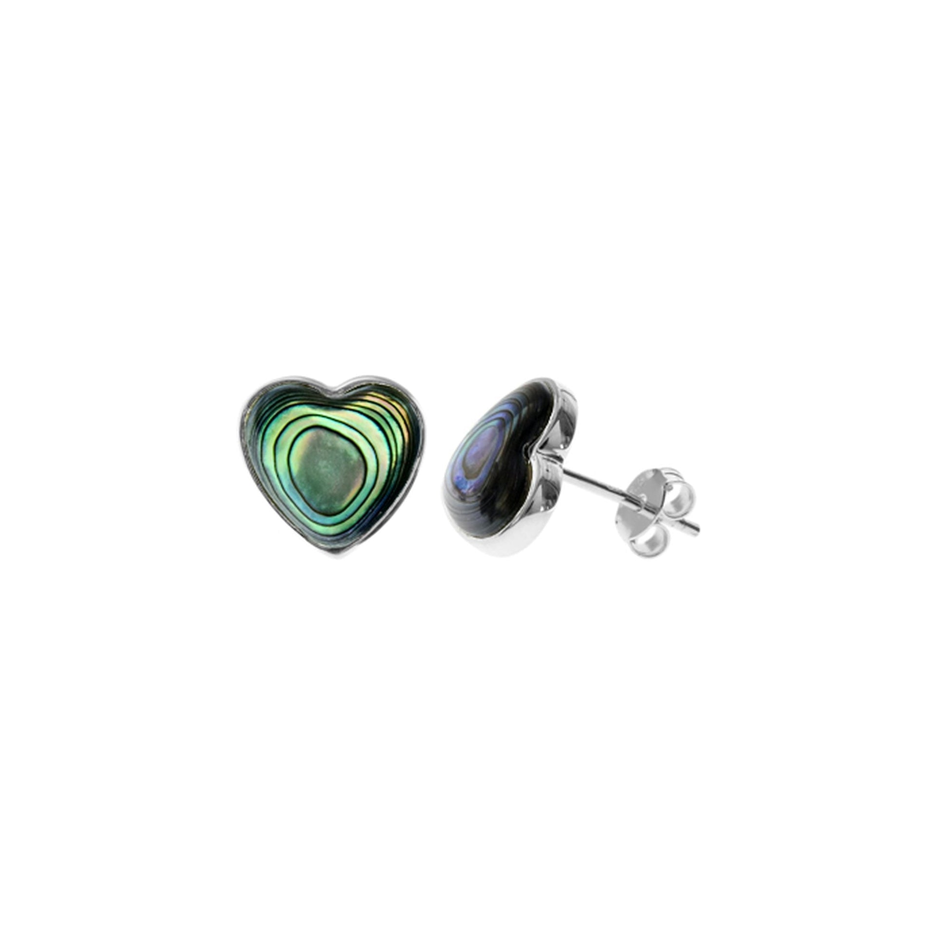 Bronwen paua shell inlaid heart studs