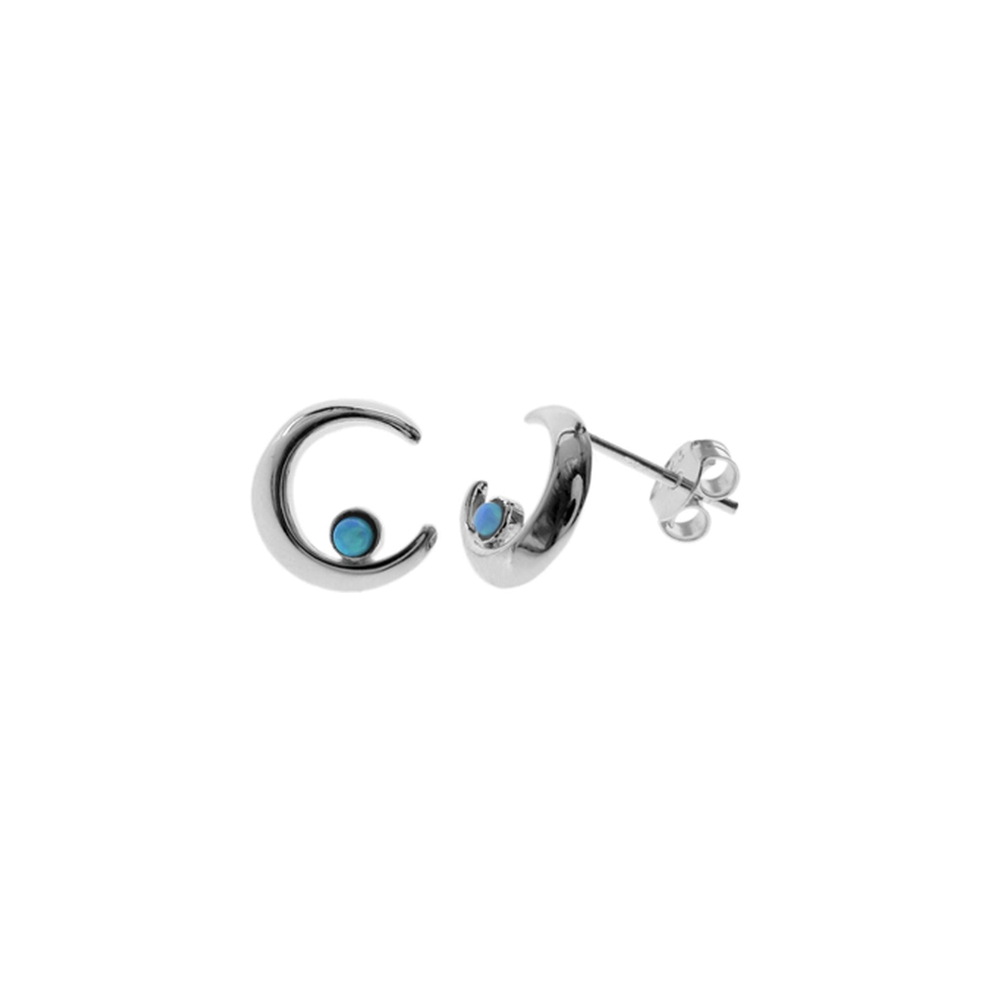 Angelica fine blue opalique moon studs
