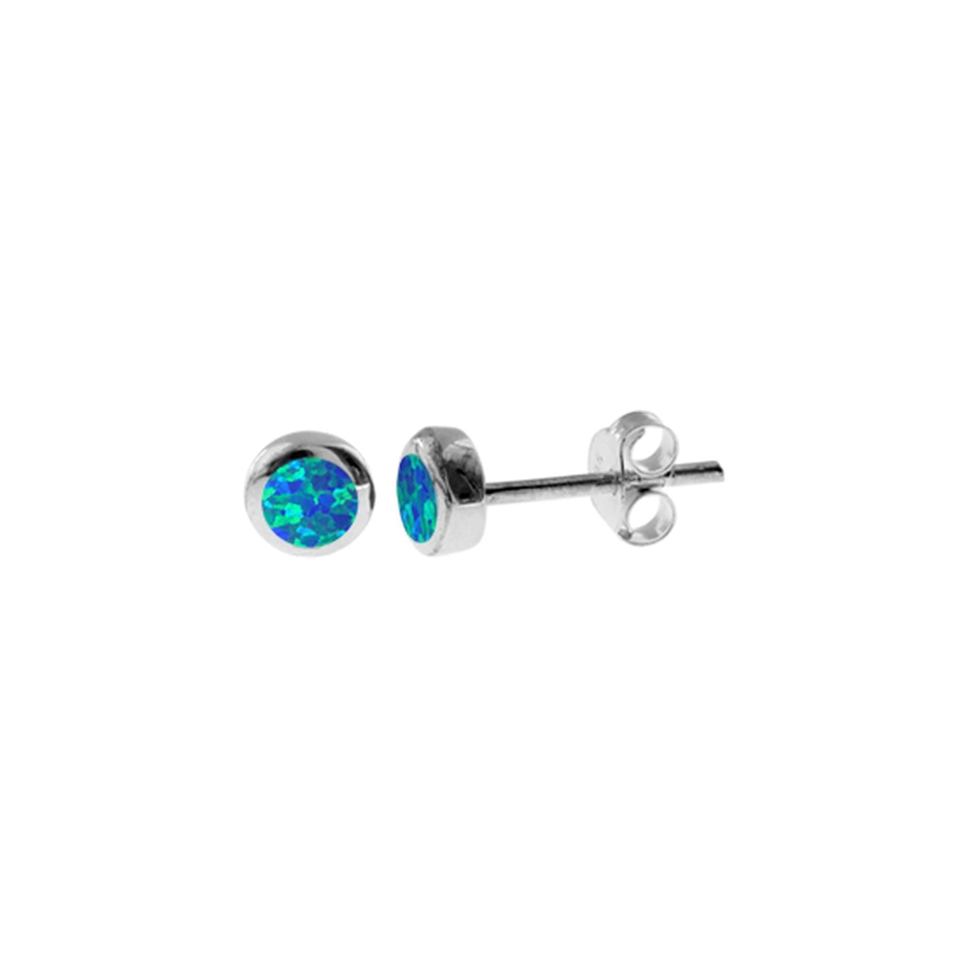 Diana small round blue opalique studs