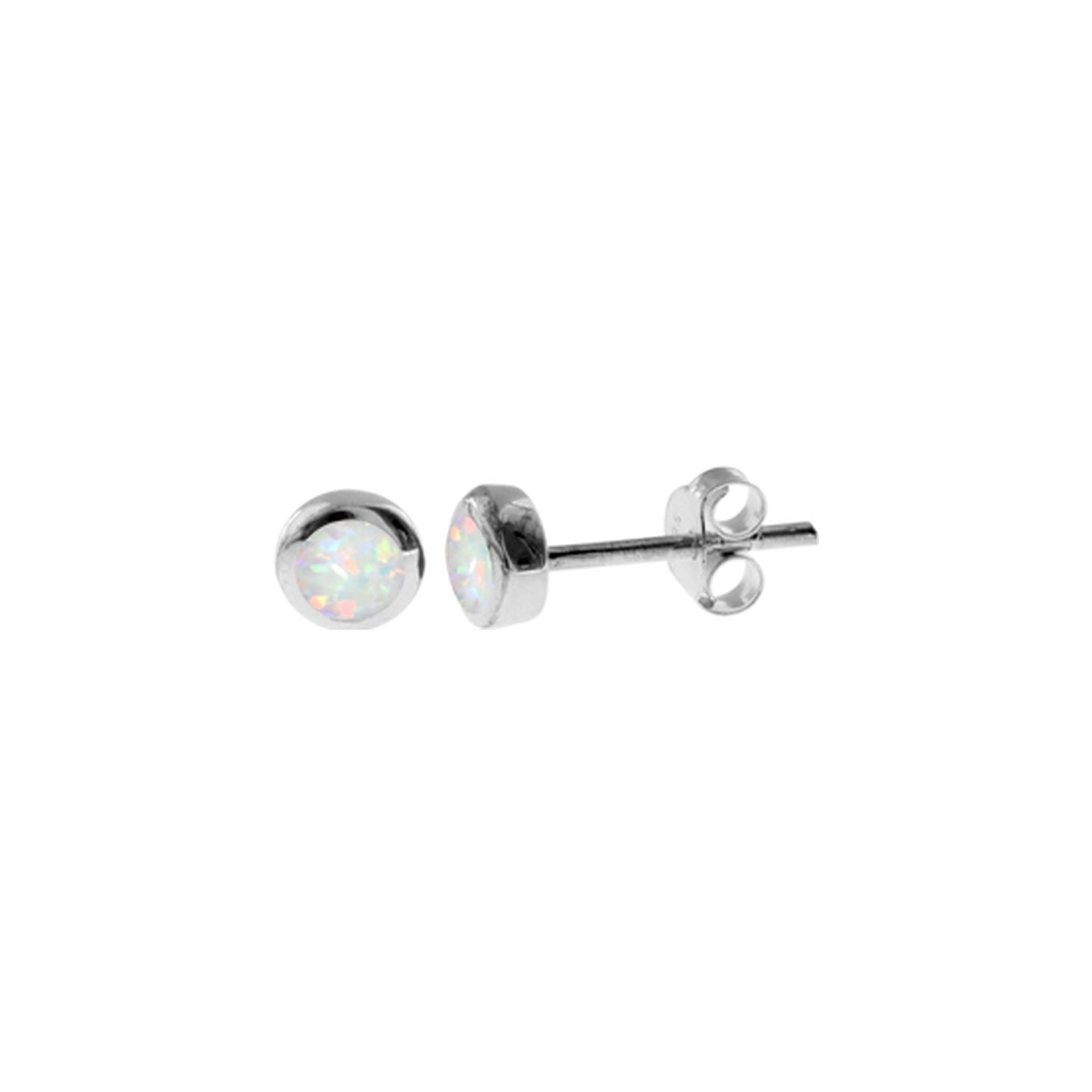 Diana small round white opalique studs