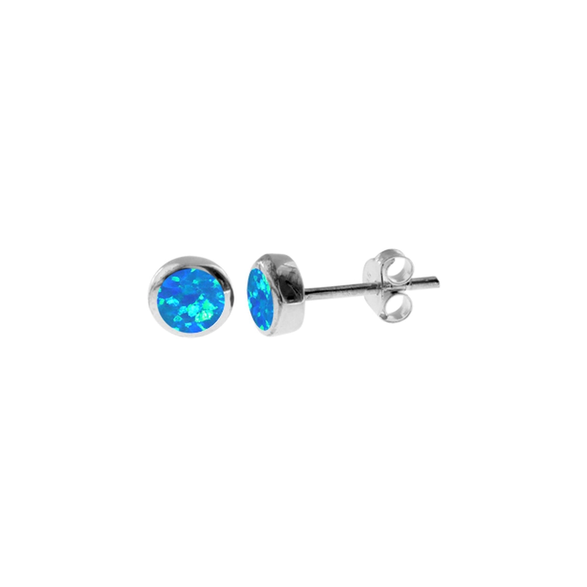 Diana medium round blue opalique studs