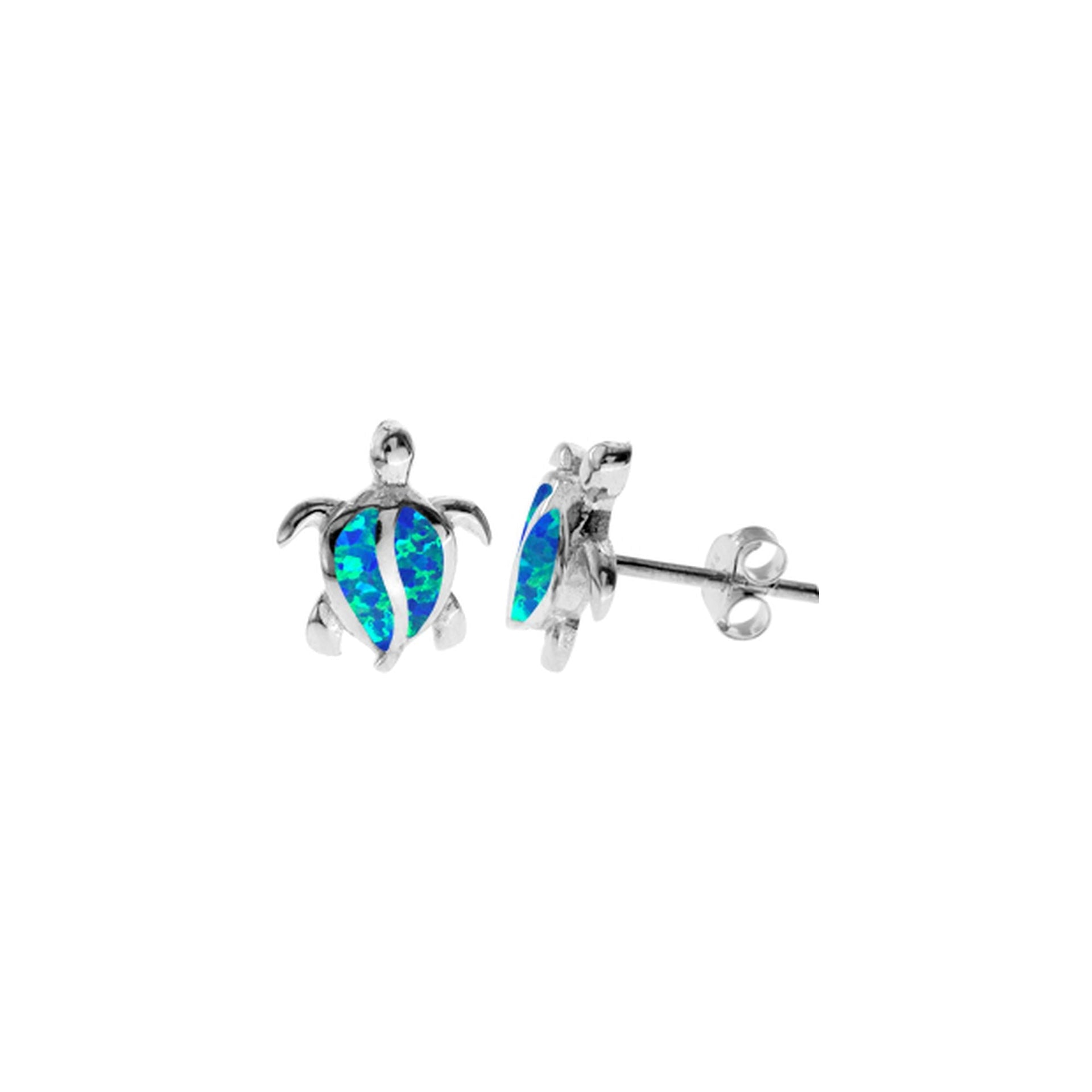 Ana blue opalique inlaid turtle studs