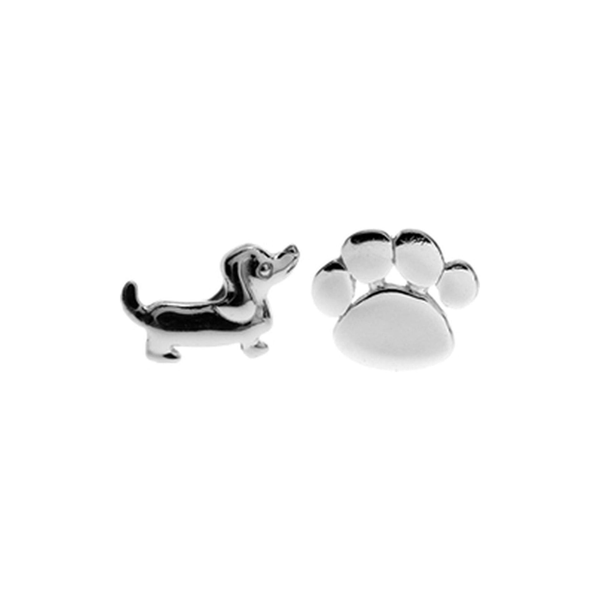 Matilda dachshund and paw print studs