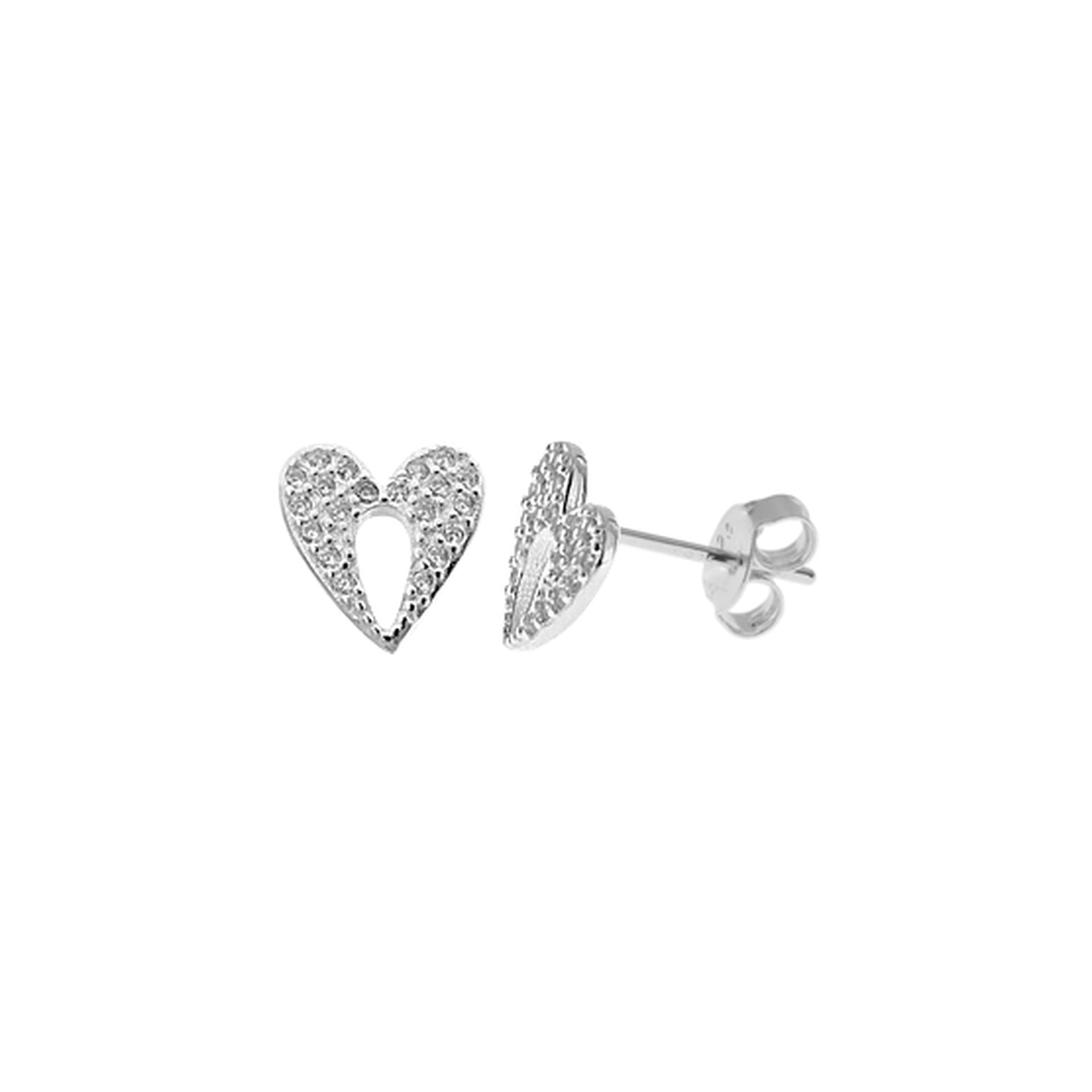 Mariah CZ angel wings heart studs