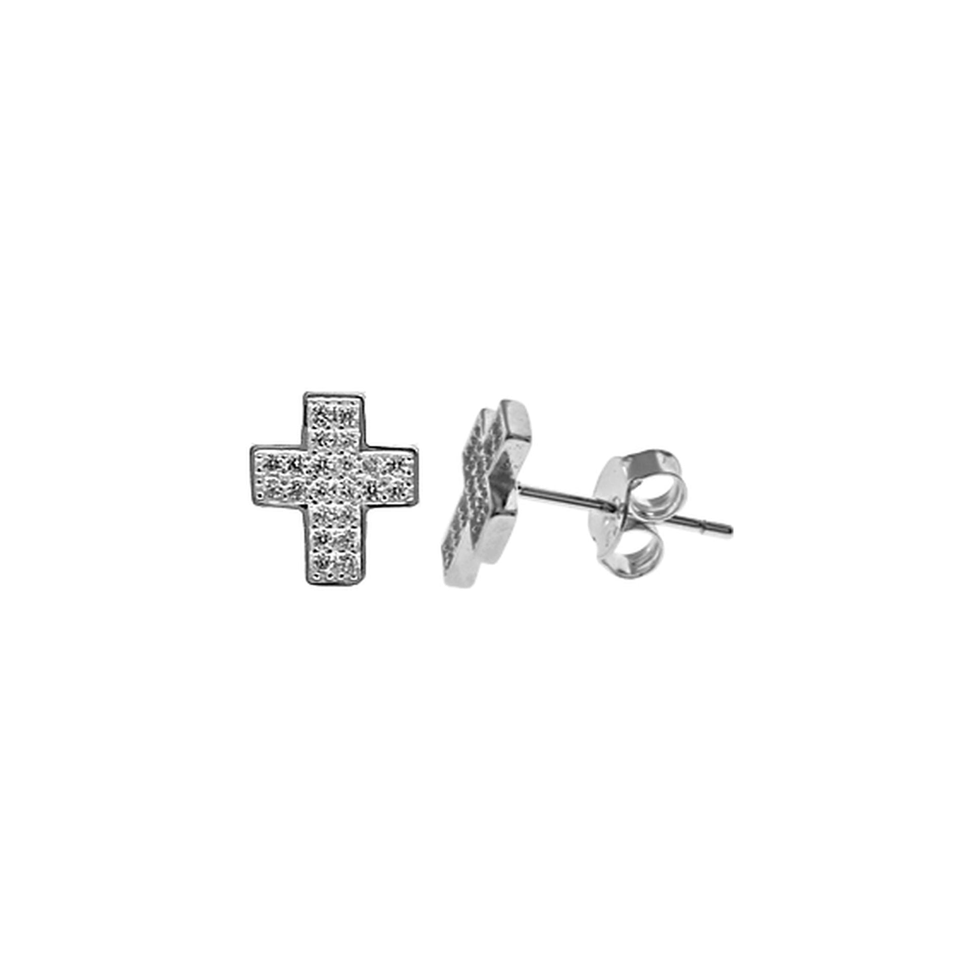 Tiffany cross studs with cubic zirconia