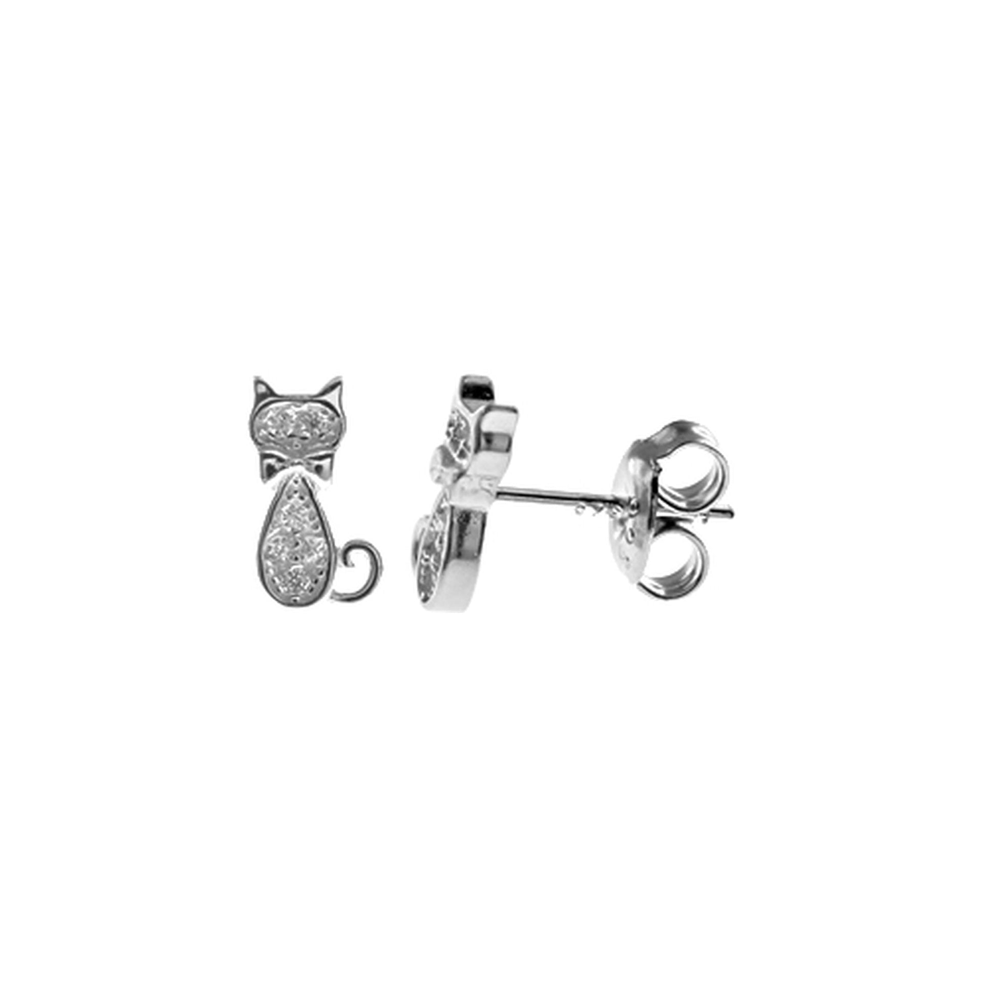 Alianna small sitting cat CZ studs