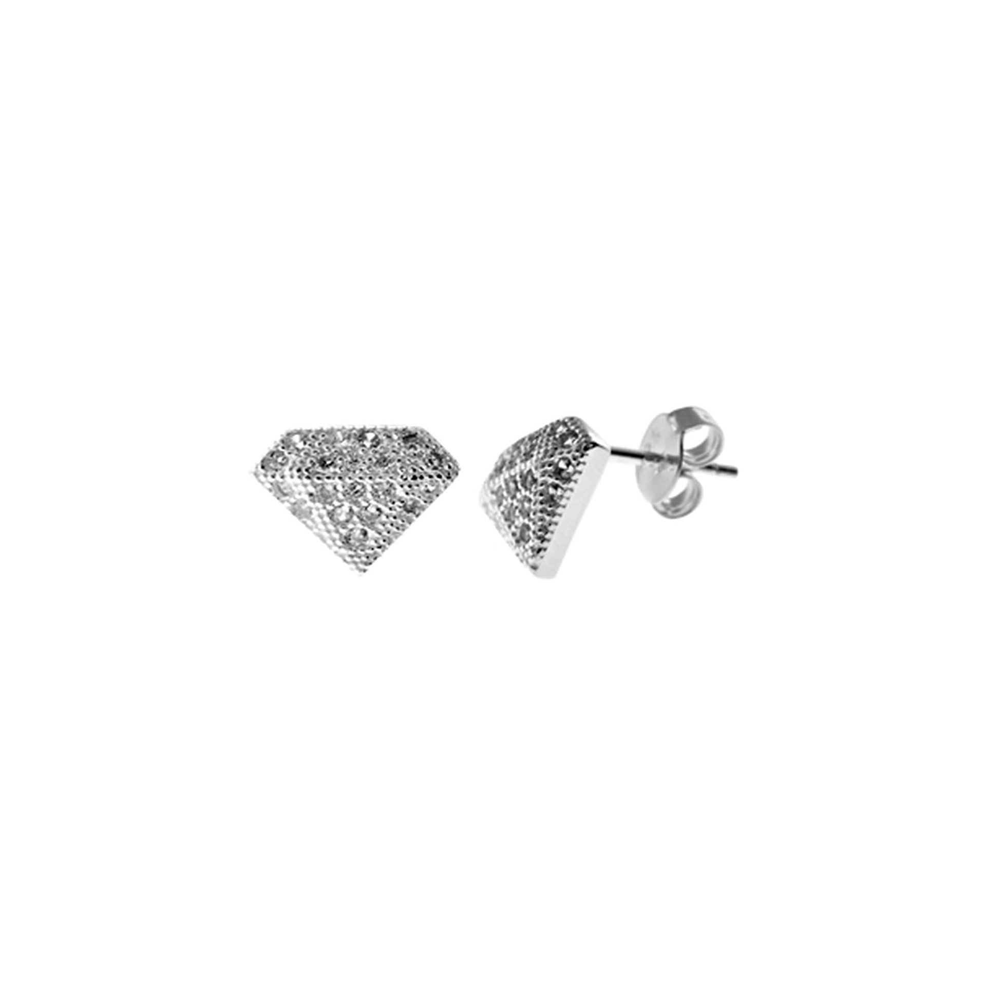 Sculpted diamond shaped studs with CZ