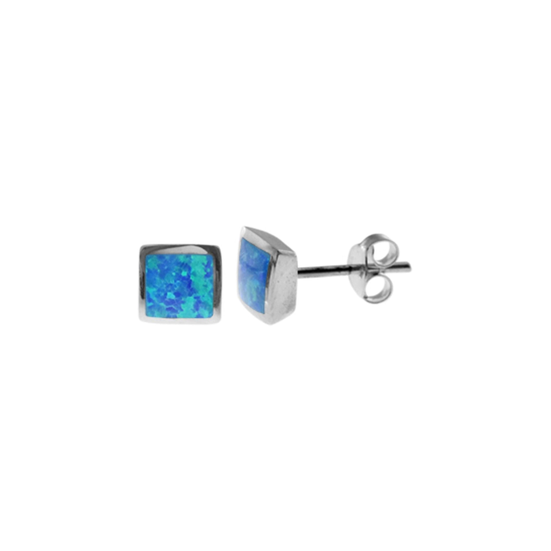 Celeste blue opalique square studs