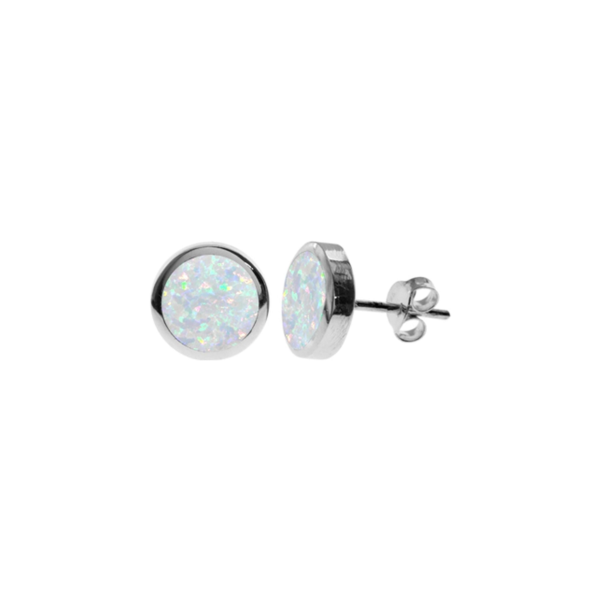 Diana white opalique simple round studs