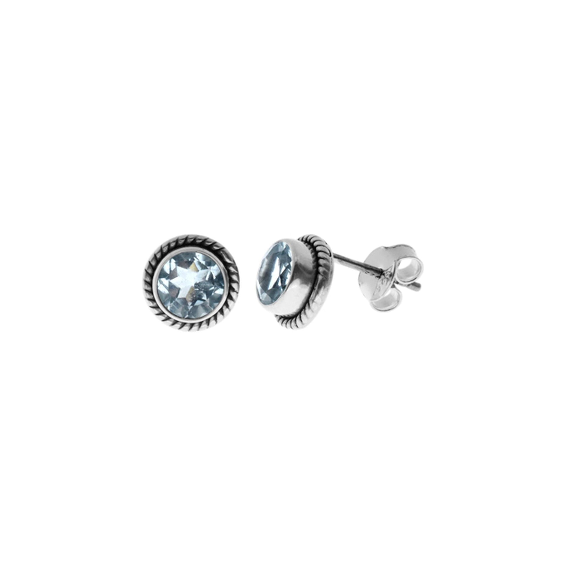 Samira rope surround blue topaz studs