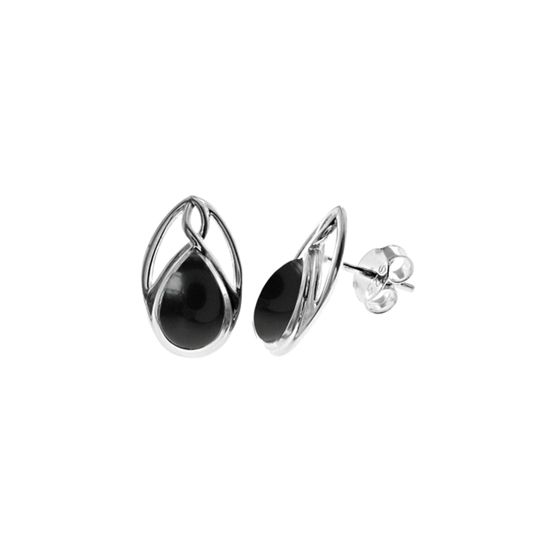 Betsy Celtic style black onyx teardrop studs