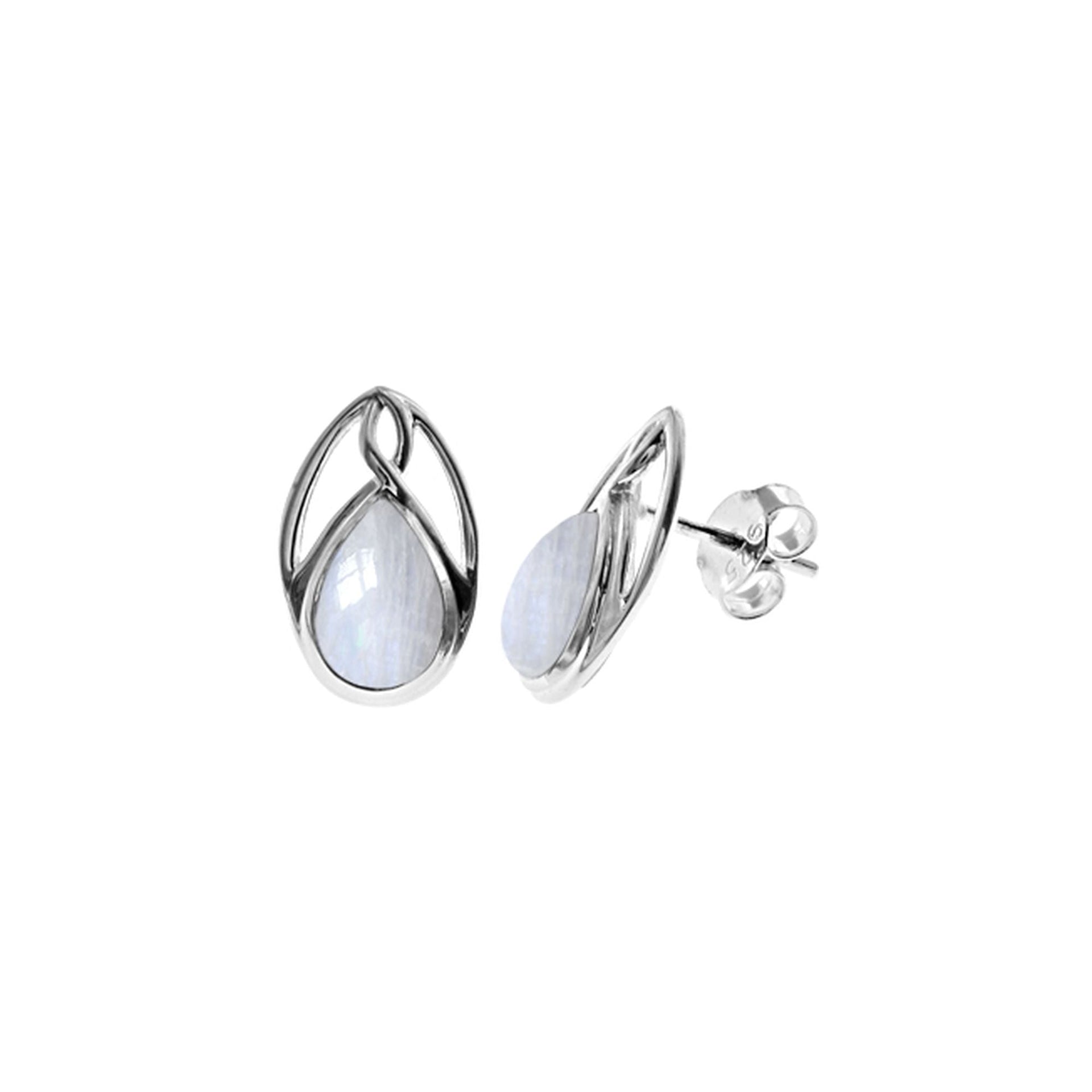 Betsy Celtic style rainbow moonstone teardrop studs