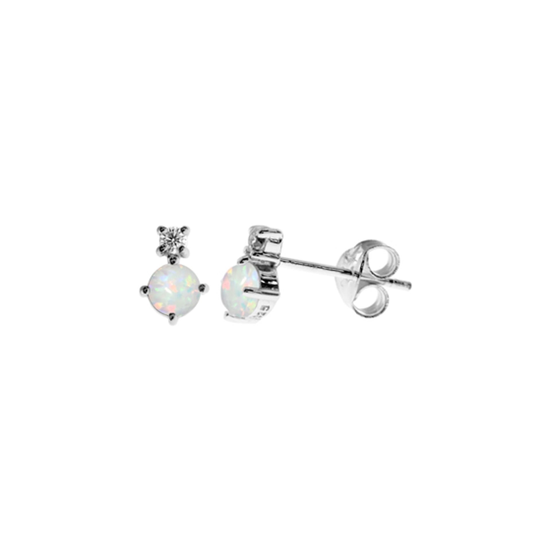 Bethan round white opalique & CZ studs