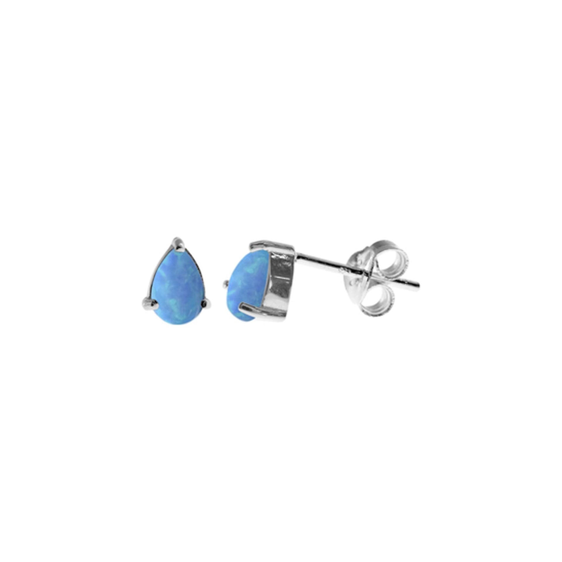 Bethan simple teardrop blue opalique studs