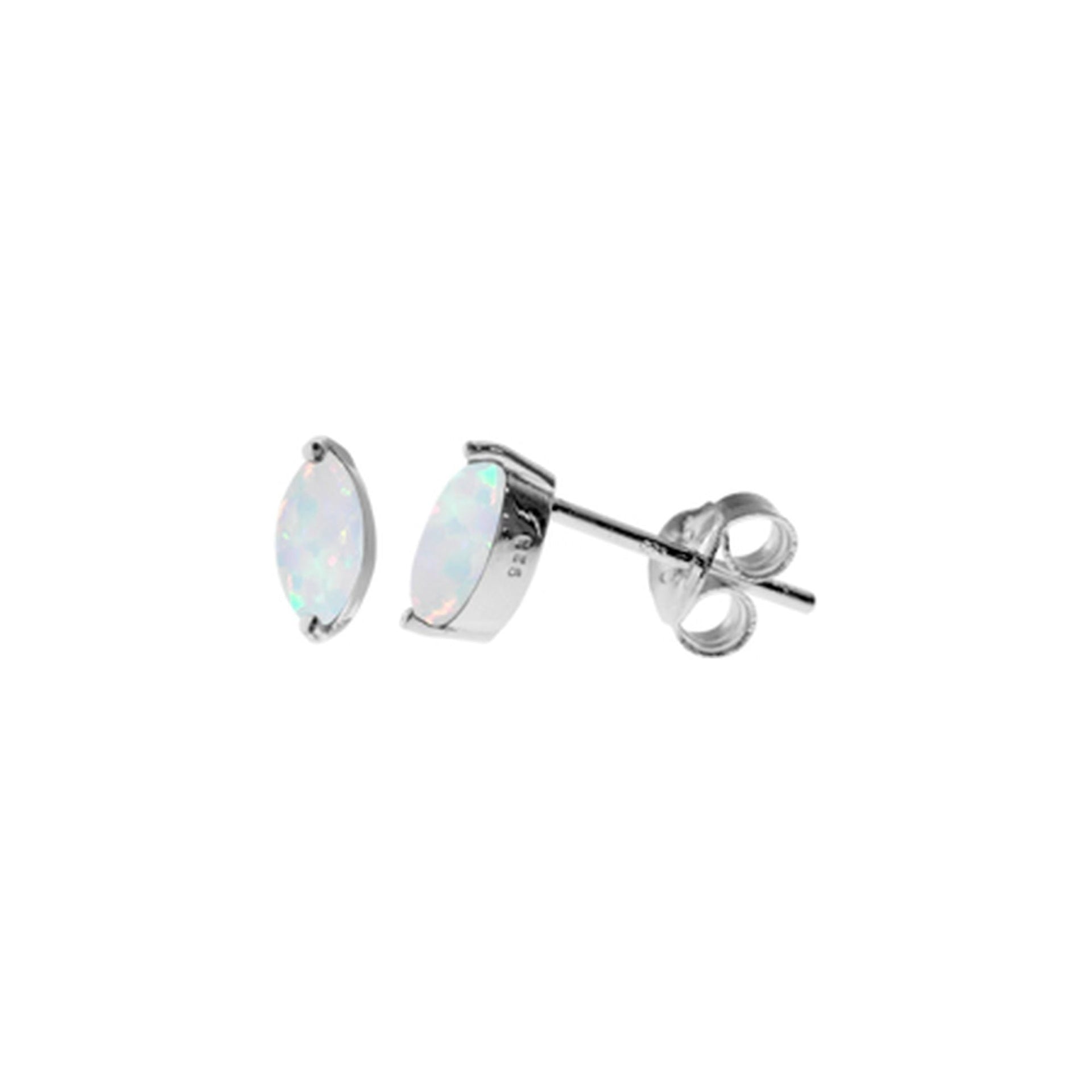 Bethan simple marquis white opalique studs
