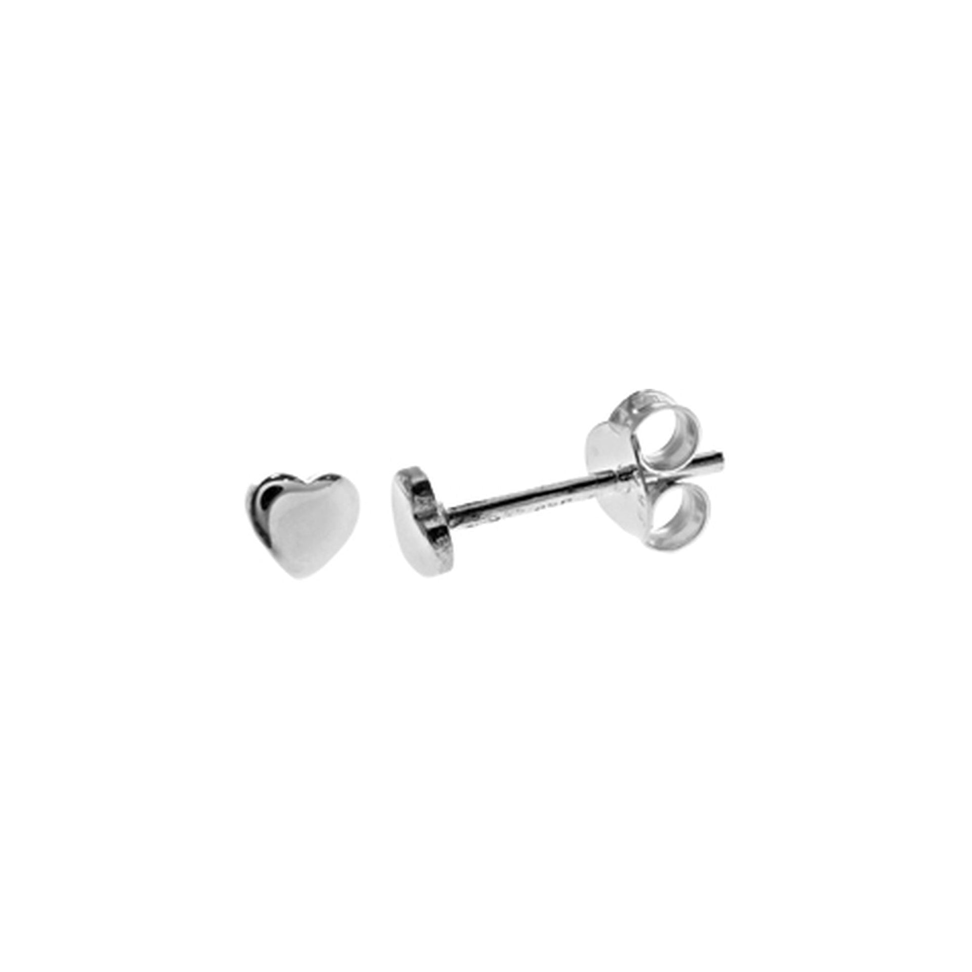 Bria 4mm plain silver heart studs