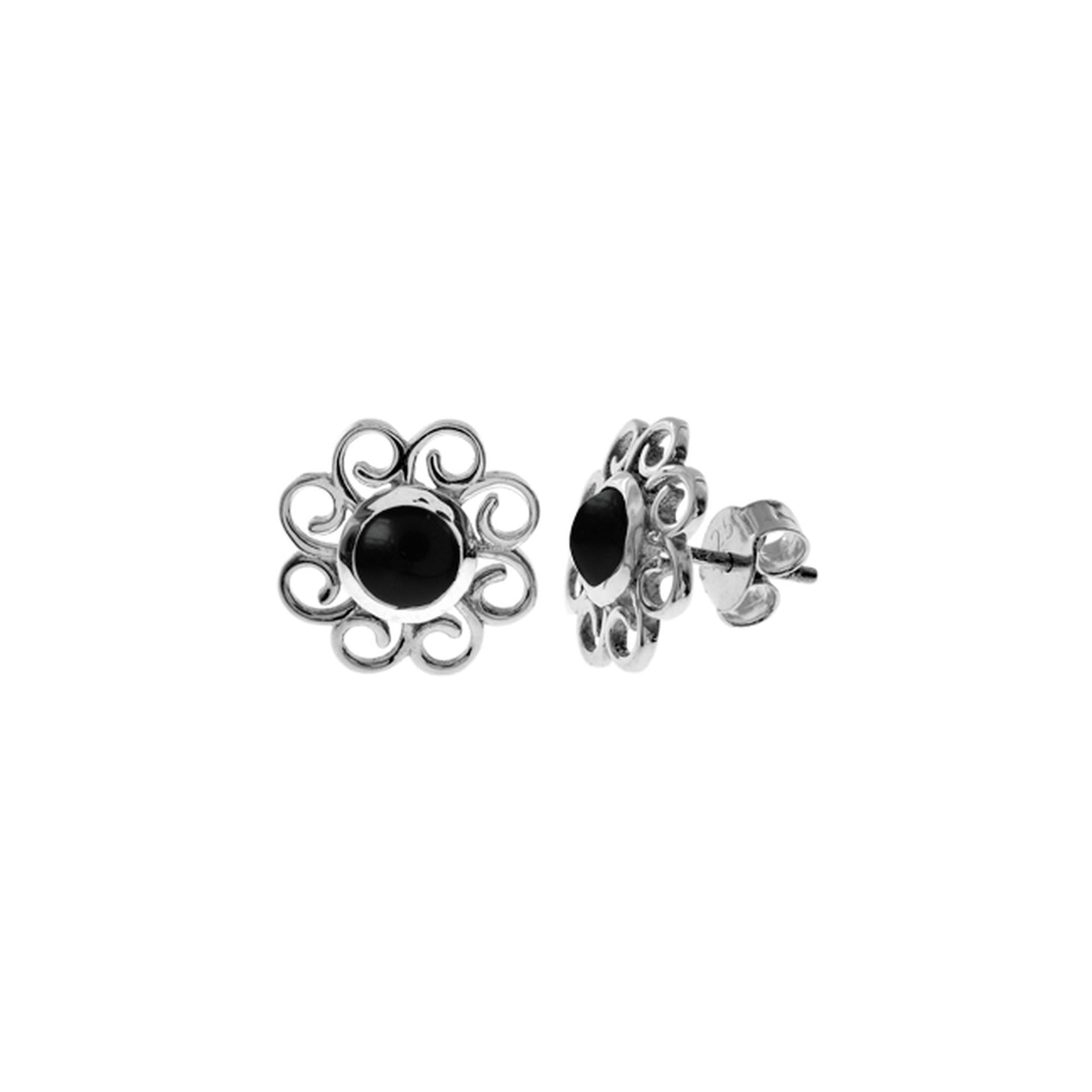 Lola round black onyx swirl surround studs