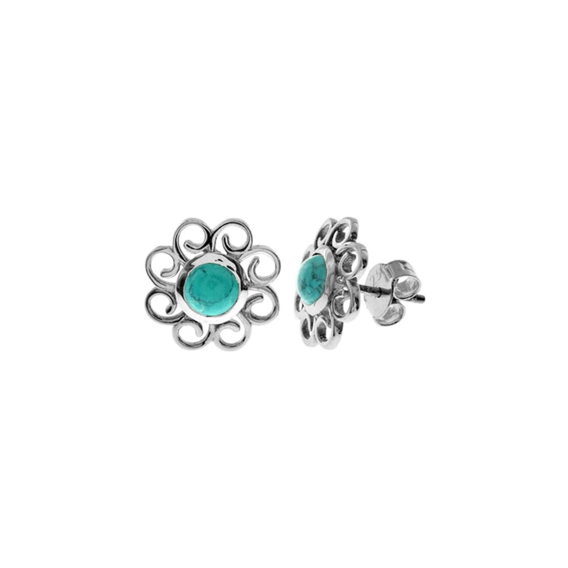 Lola round turquoise swirl surround studs