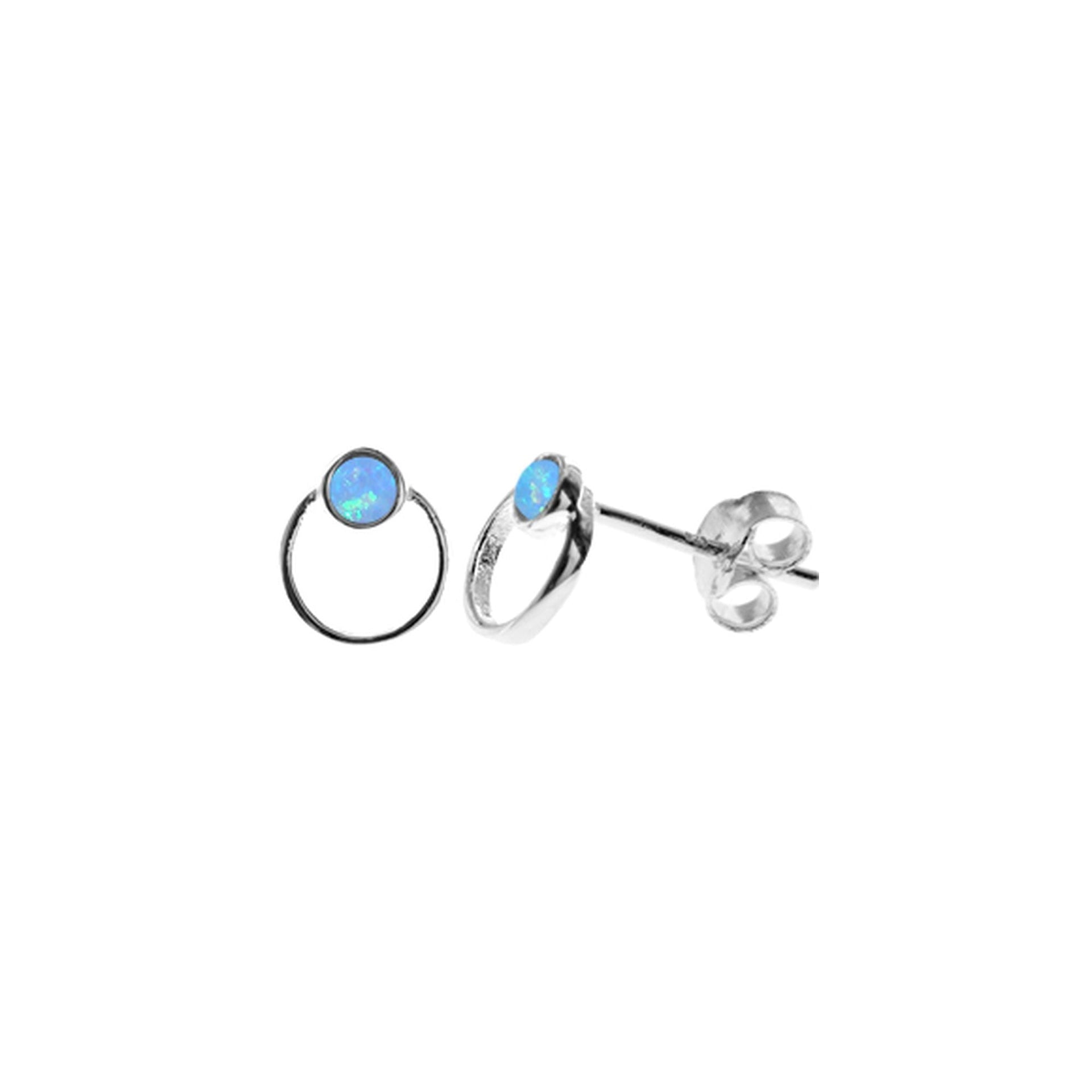 Angelica small round blue opalique halo studs