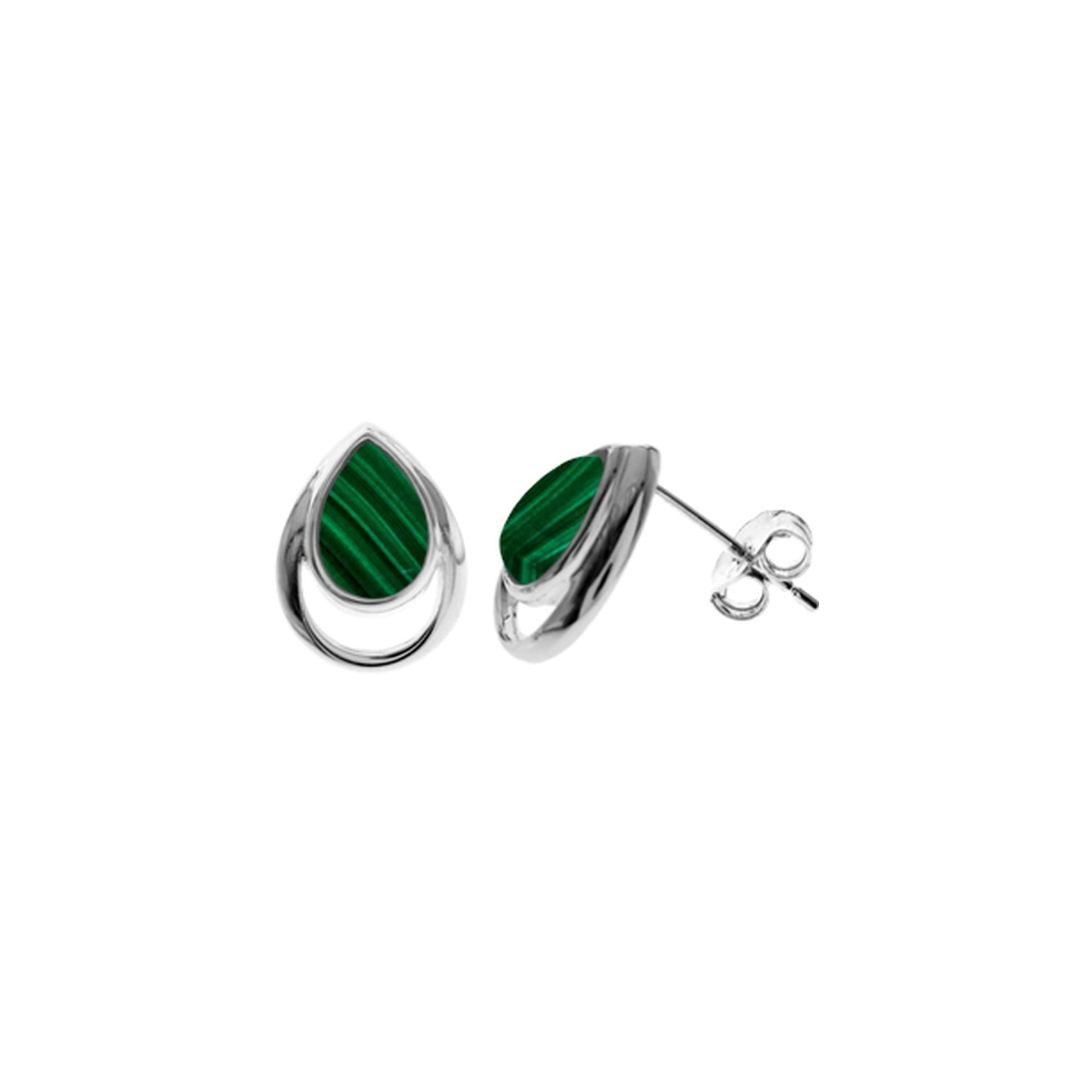 Lola teardrop malachite in open teardrop studs