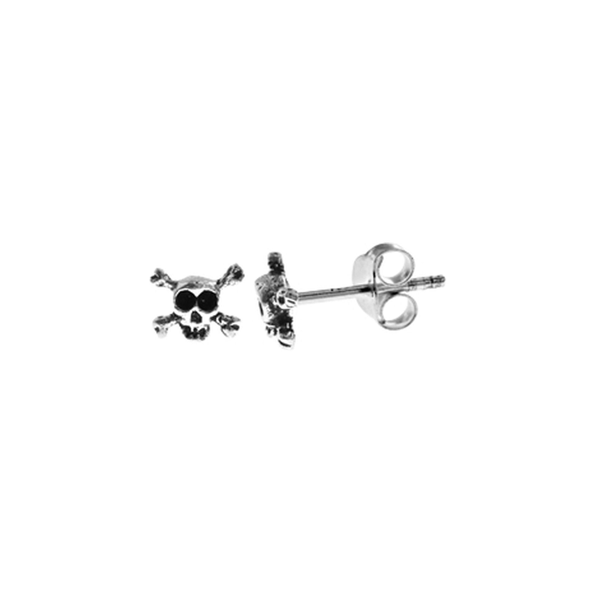 Smile oxidised skull & crossbones studs