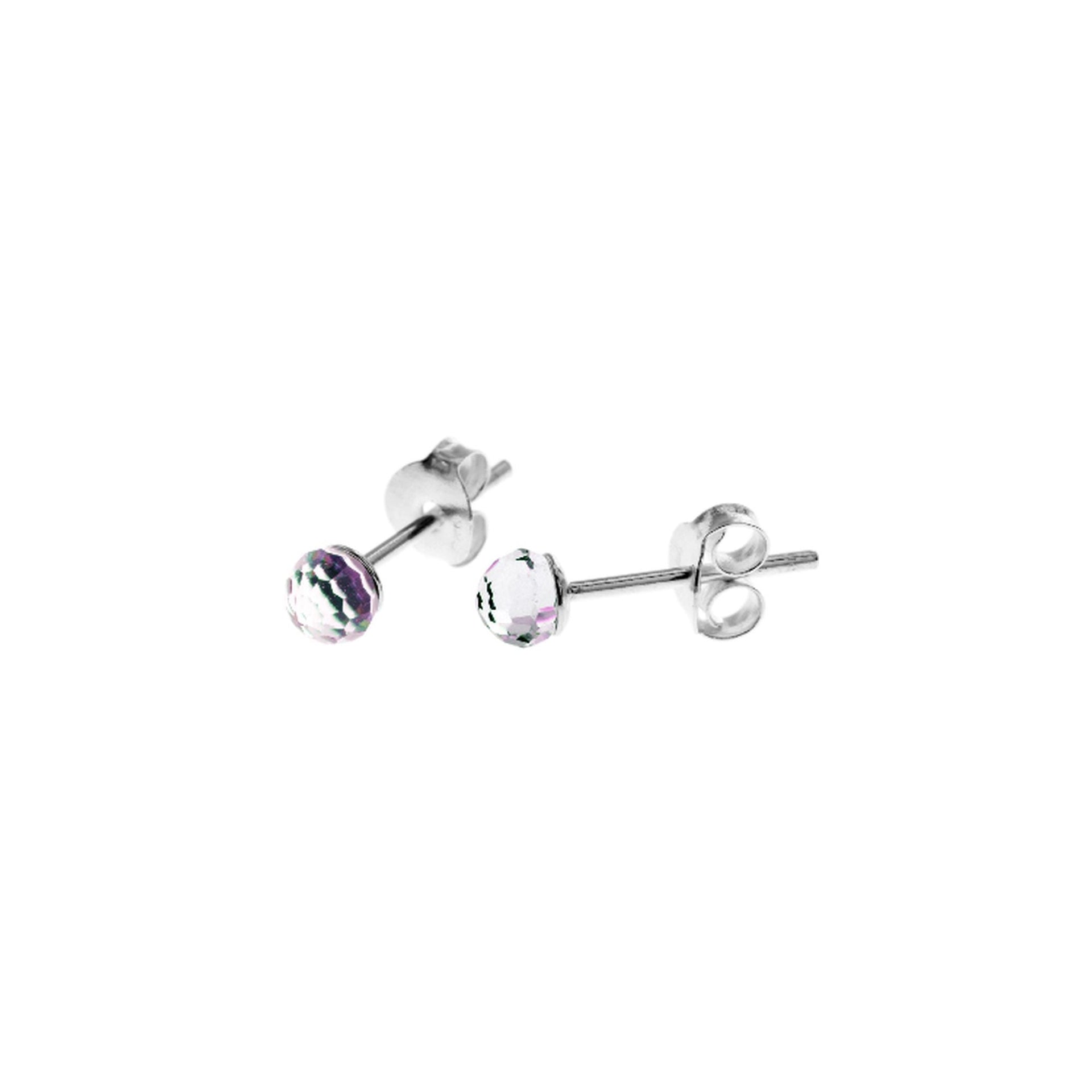 Smile amethyst aurora crystal orb studs