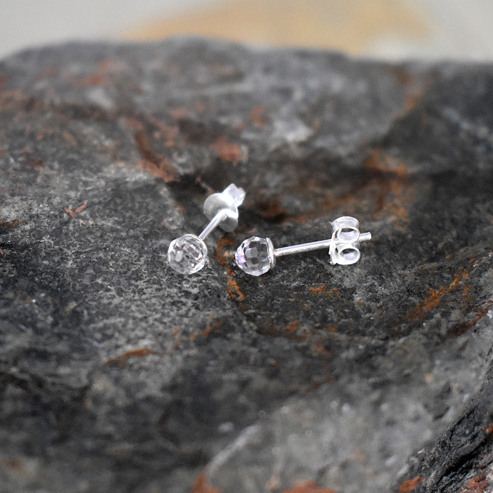 Smile clear aurora crystal orb studs