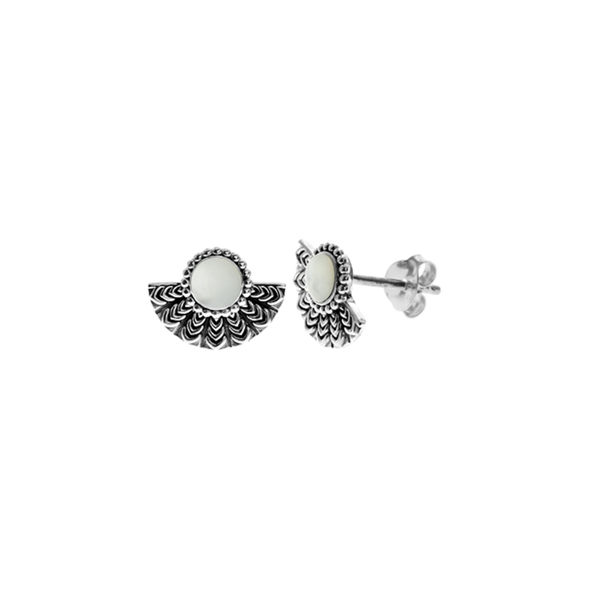 Bronwen mother of pearl oxidised fan studs