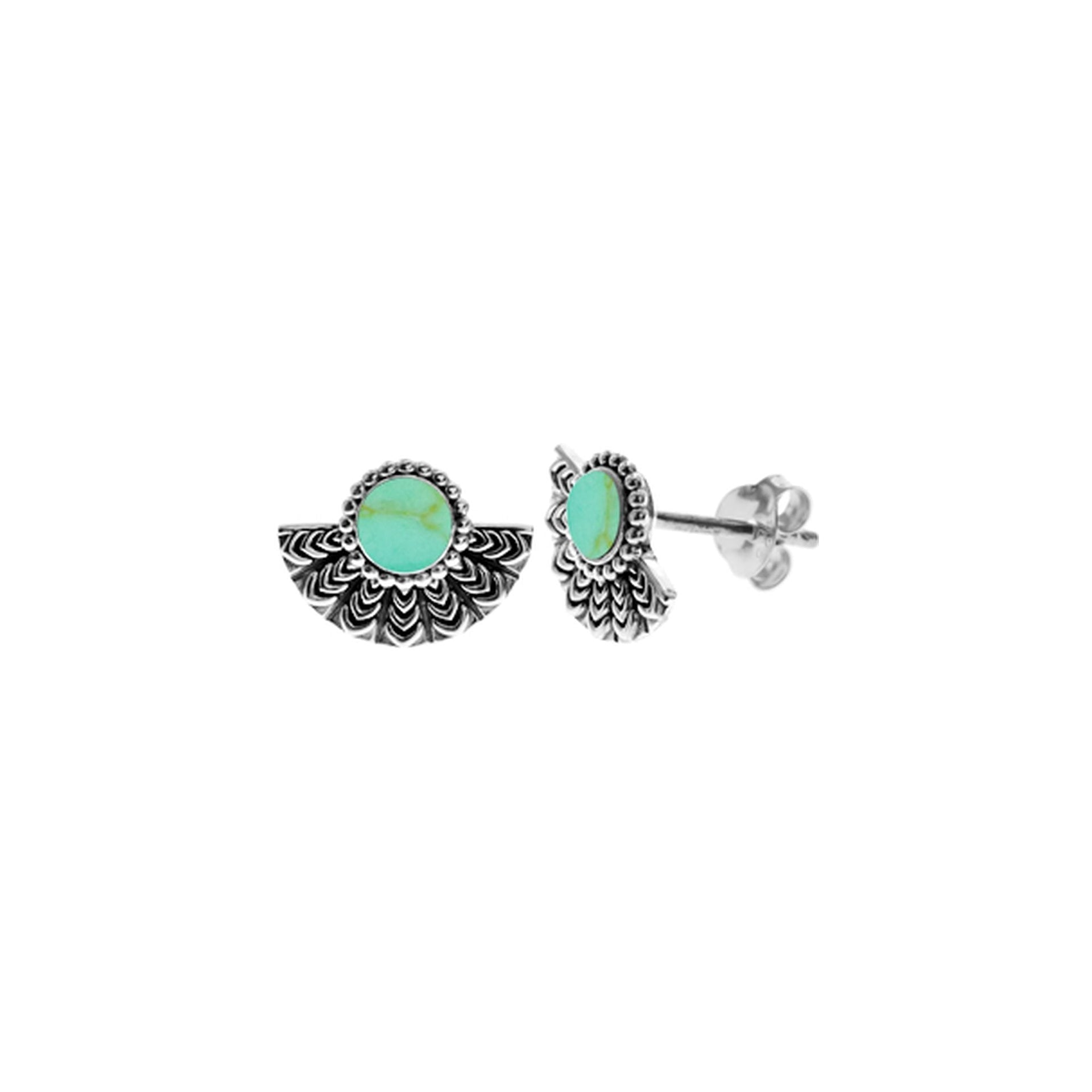 Bronwen turquoise oxidised fan studs