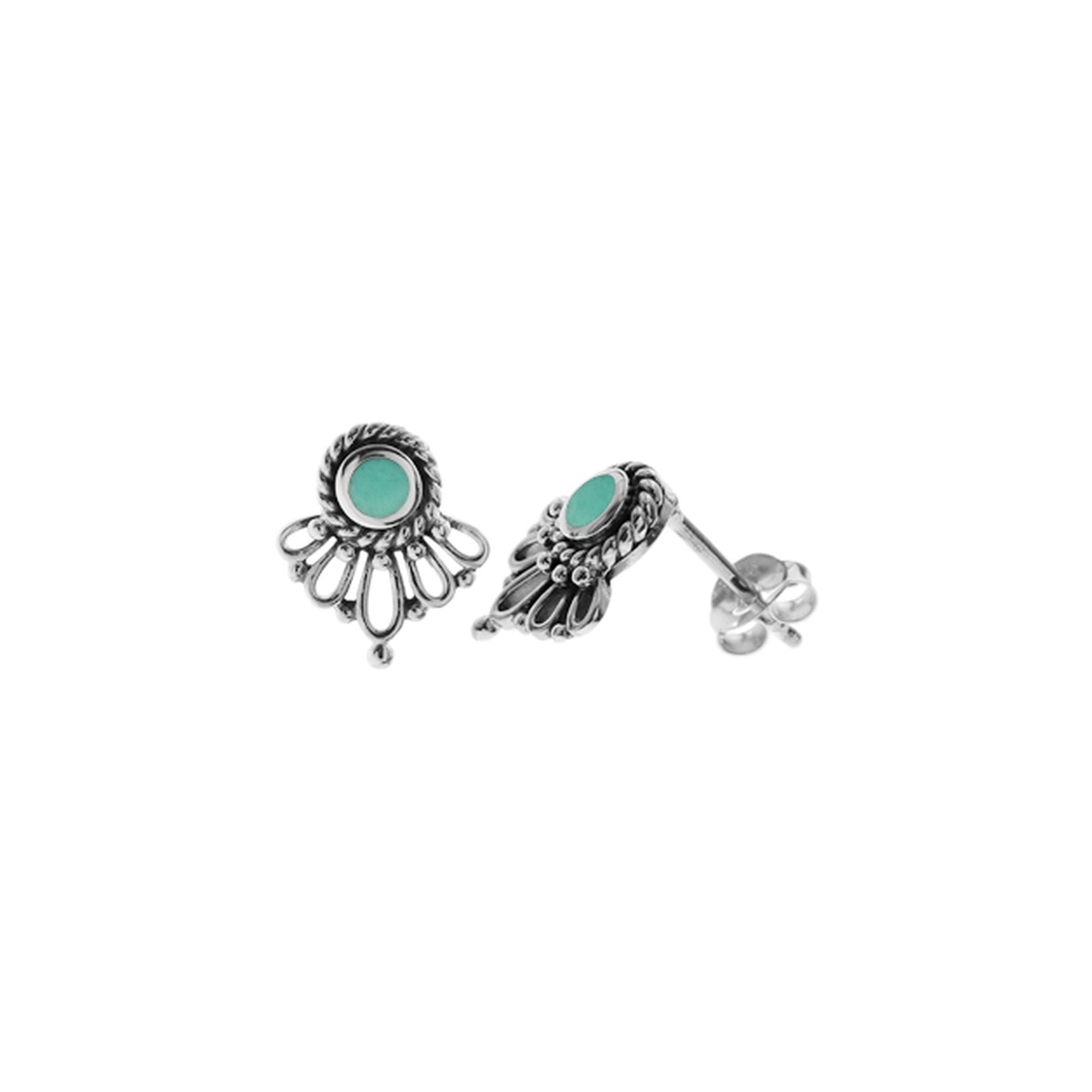 Bronwen fanned loop & rope turquoise studs