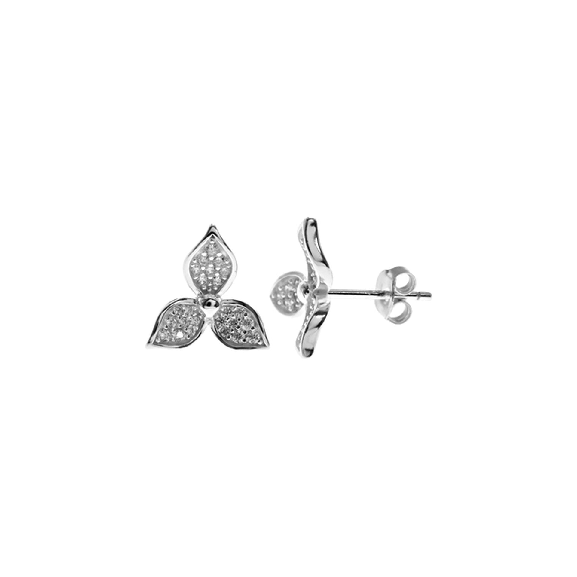 Alianna triple petal flower CZ studs
